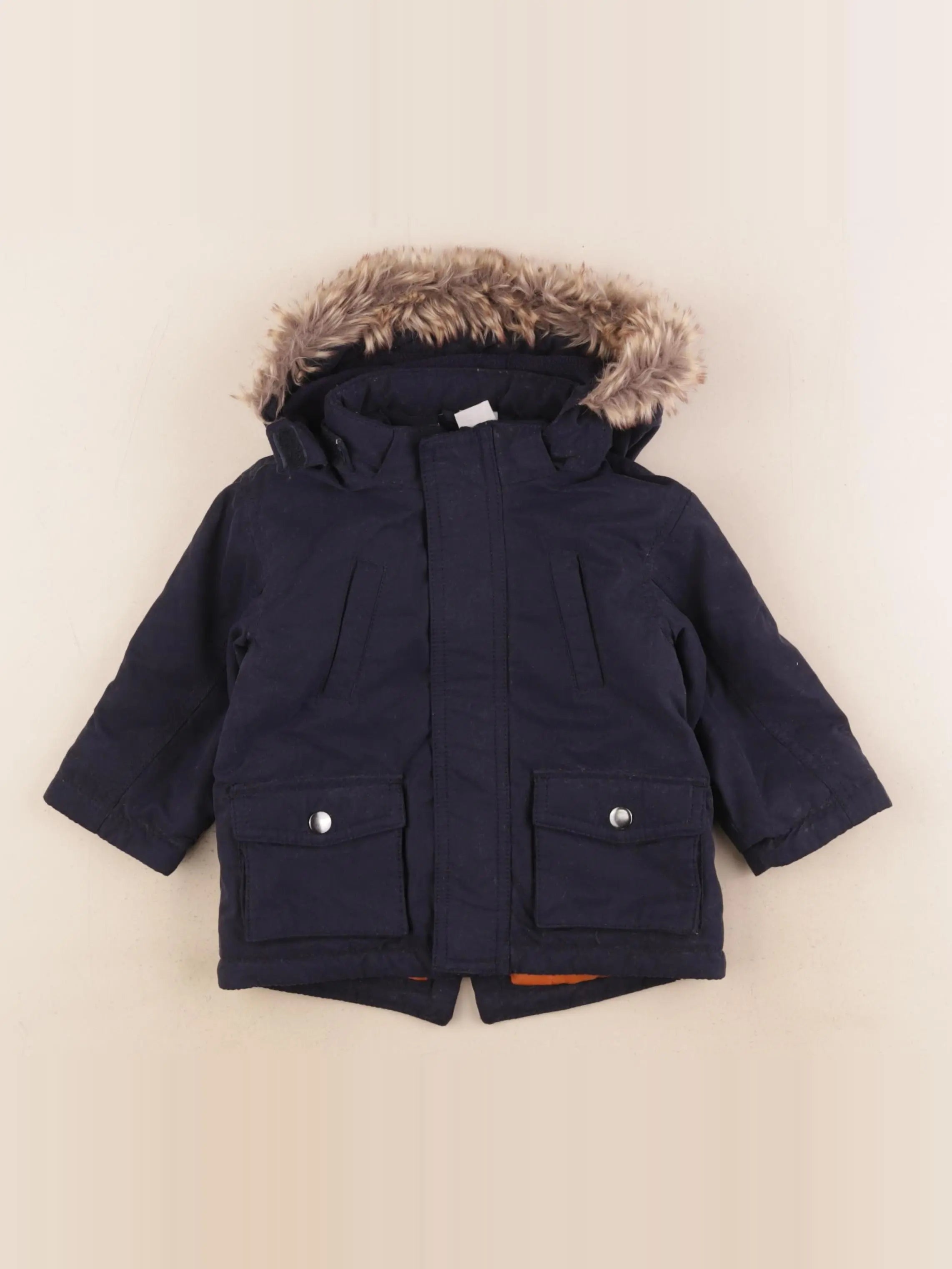 H&M - parka bleu - 6/9 mois