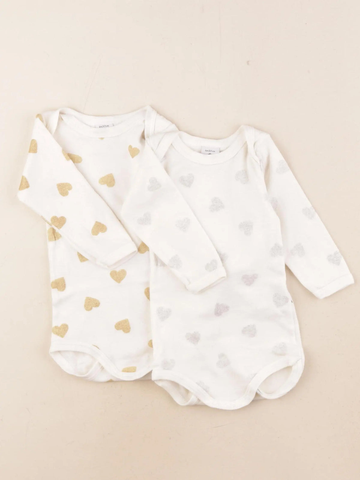 Petit Bateau - lot de 2 bodies en coton beige, multicolore - 6 mois