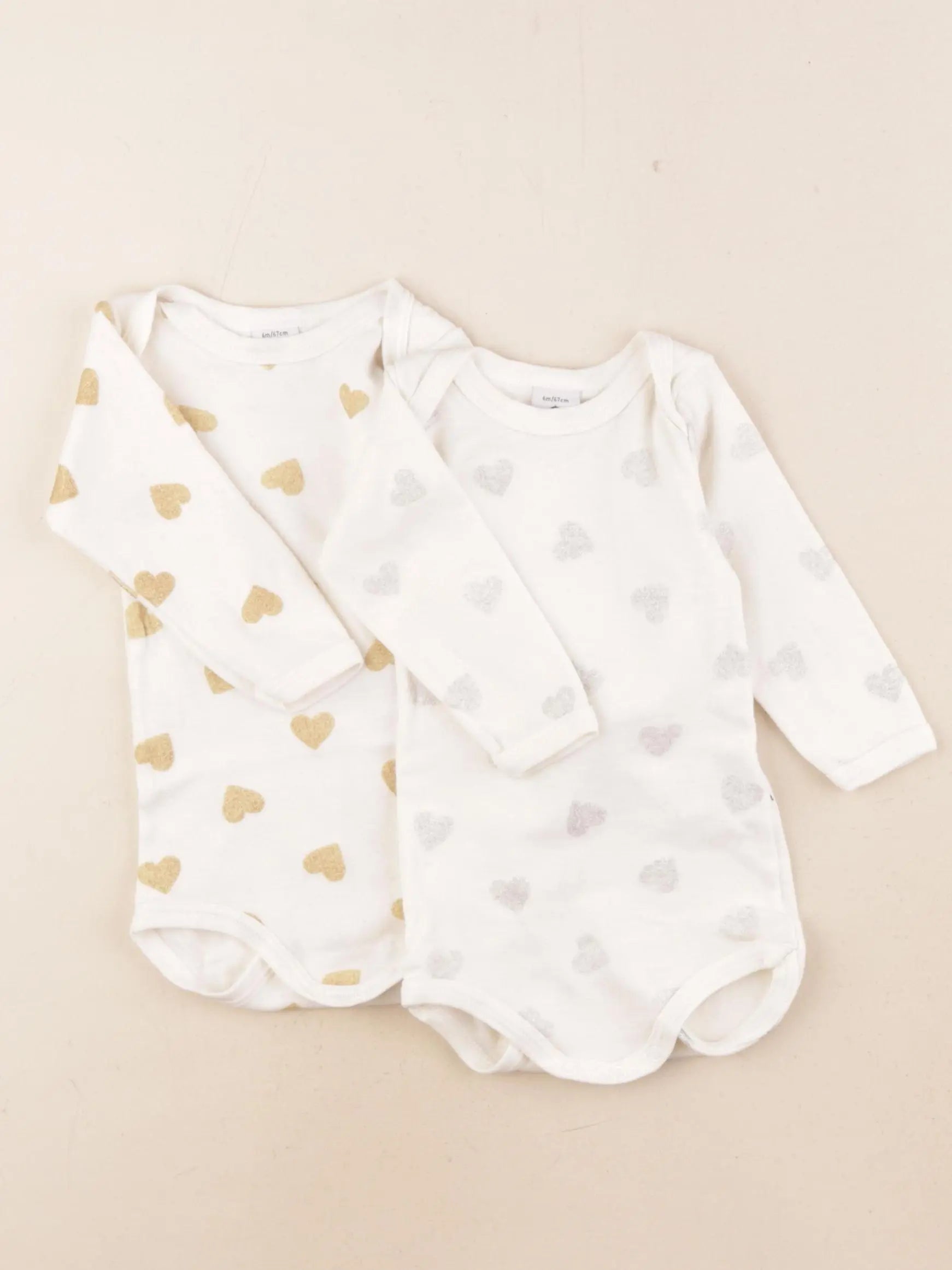 Petit Bateau - lot de 2 bodies en coton beige, multicolore - 6 mois