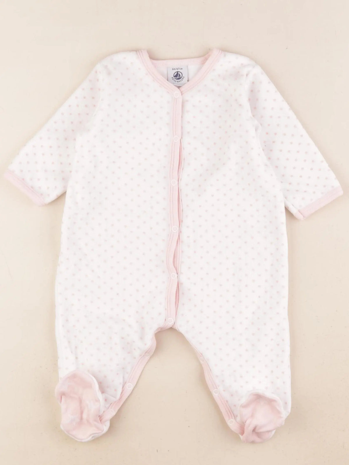Petit Bateau - pyjama velours rose - 6 mois