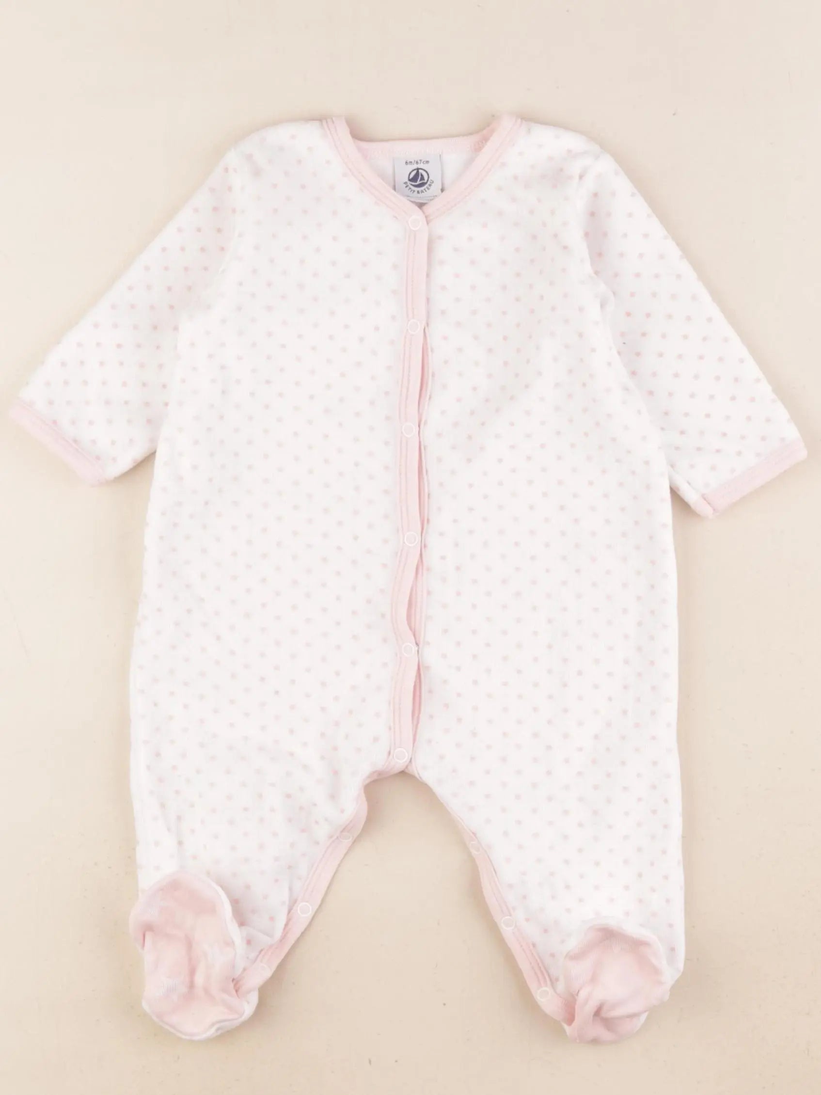 Petit Bateau - pyjama velours rose - 6 mois