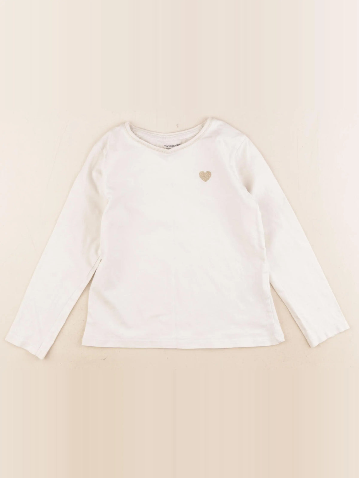Vertbaudet - tee-shirt beige - 8 ans