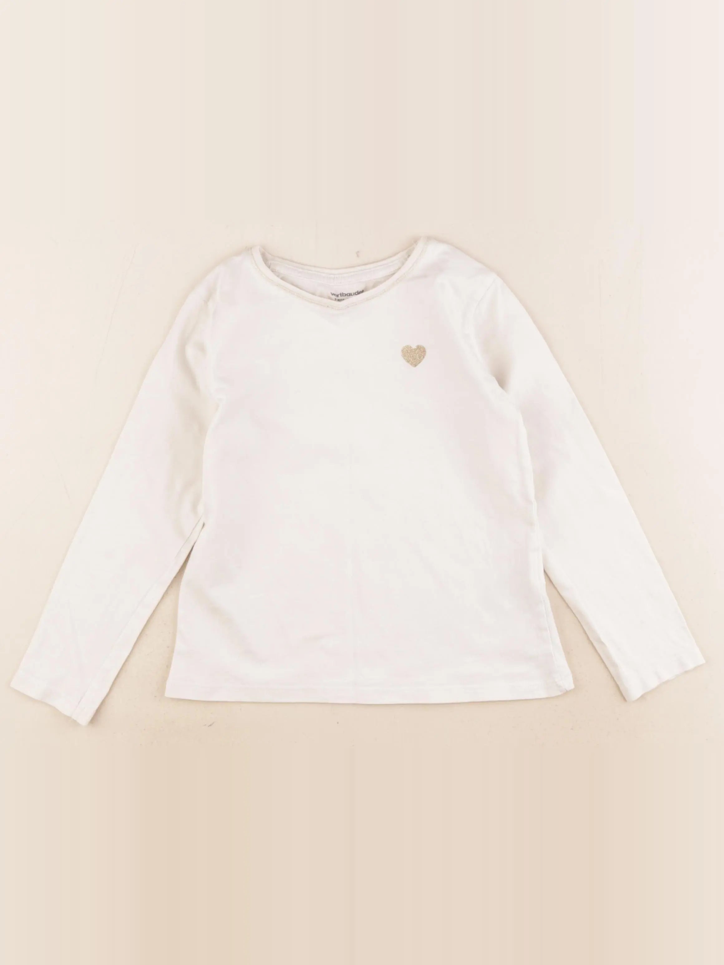 Vertbaudet - tee-shirt beige - 8 ans