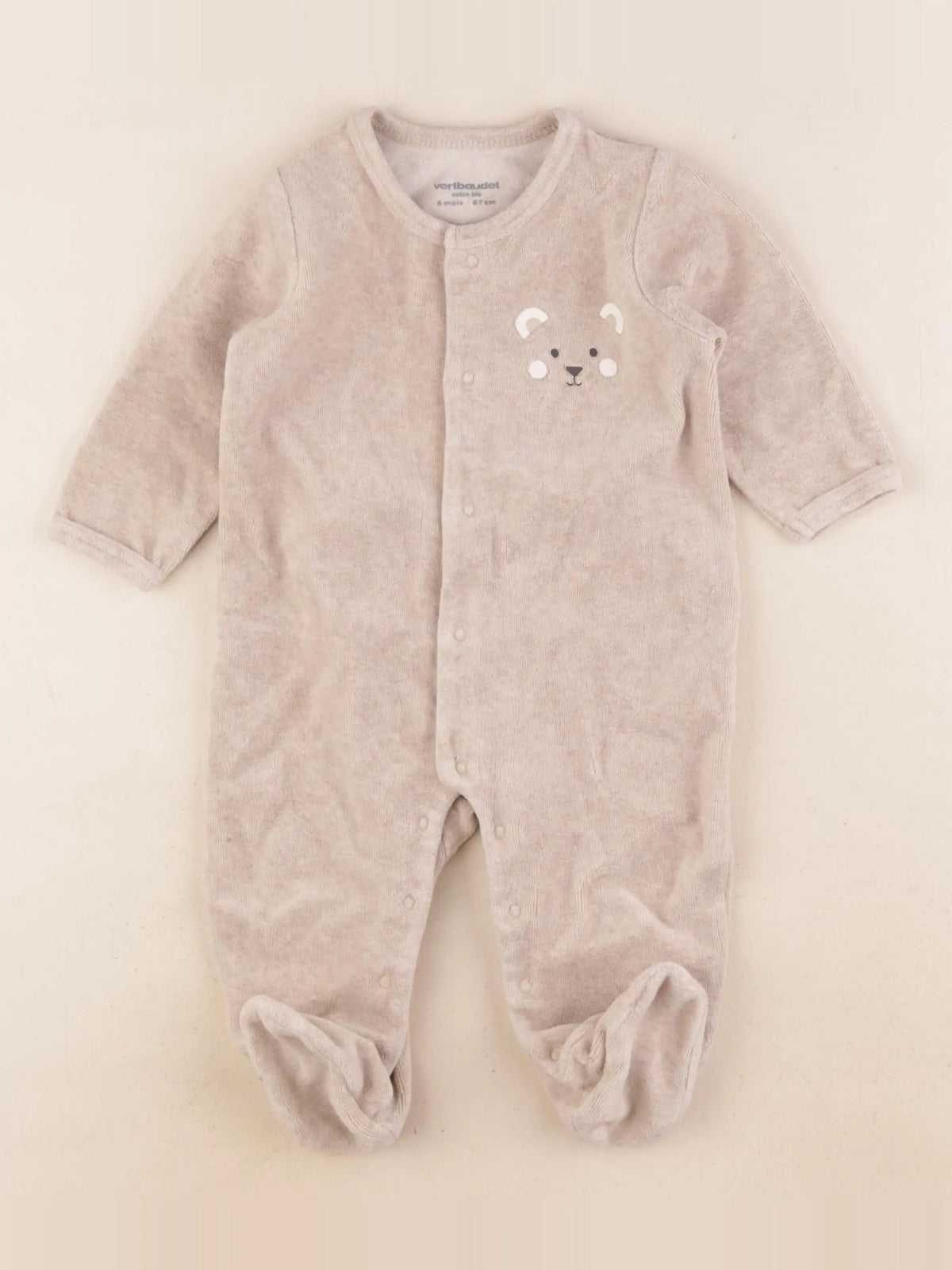 Vertbaudet - pyjama velours marron - 6 mois