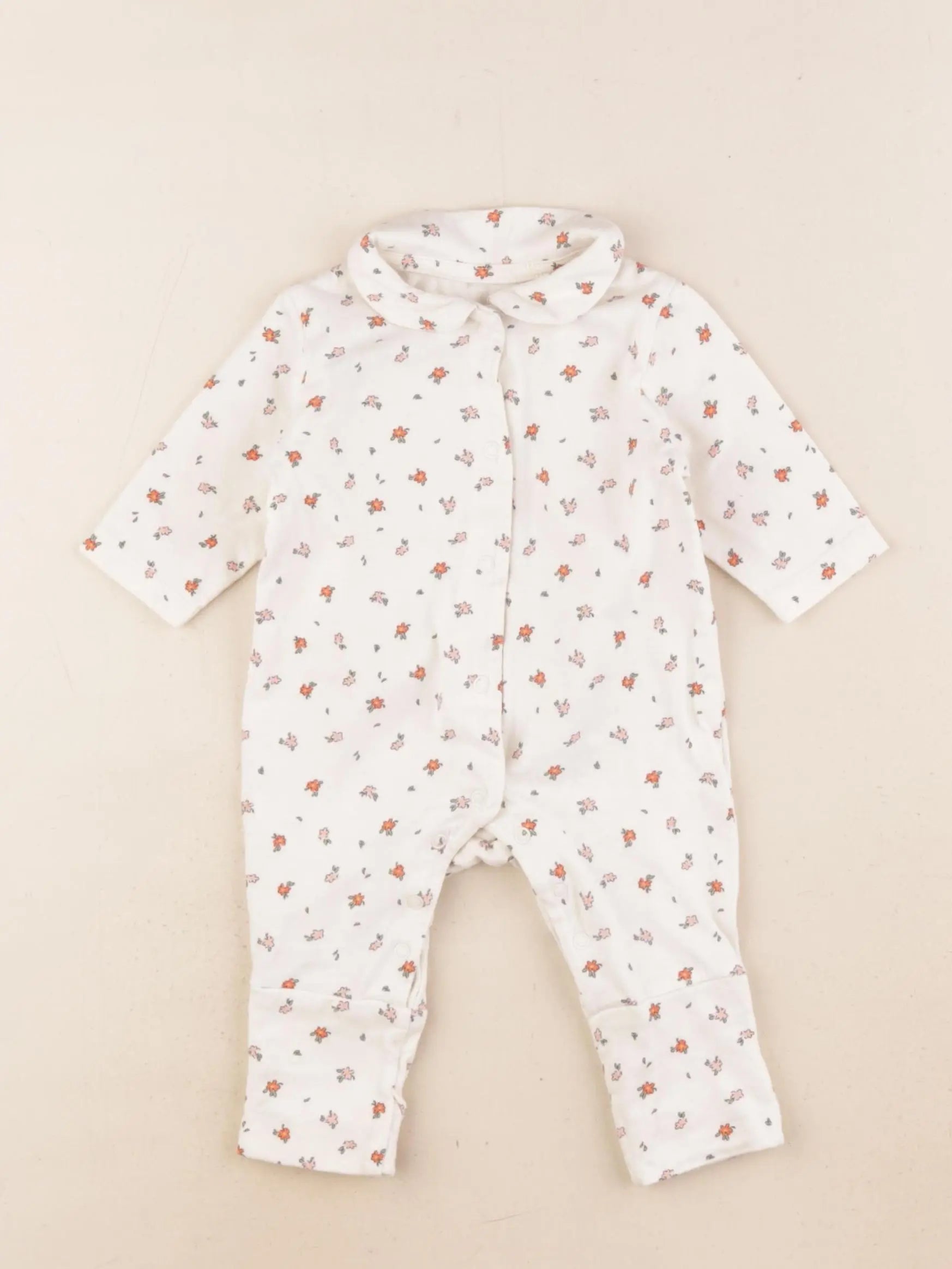 Vertbaudet - pyjama coton beige - 1 mois
