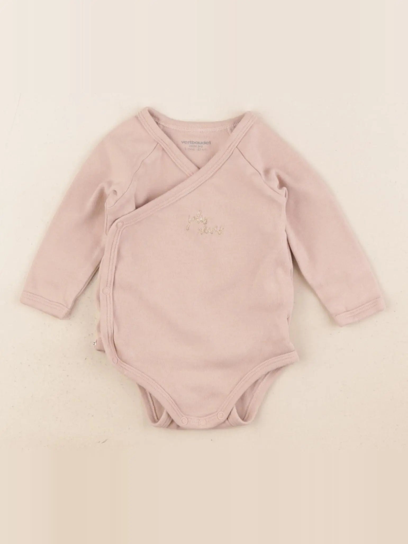 Vertbaudet - body rose, or - 6 mois