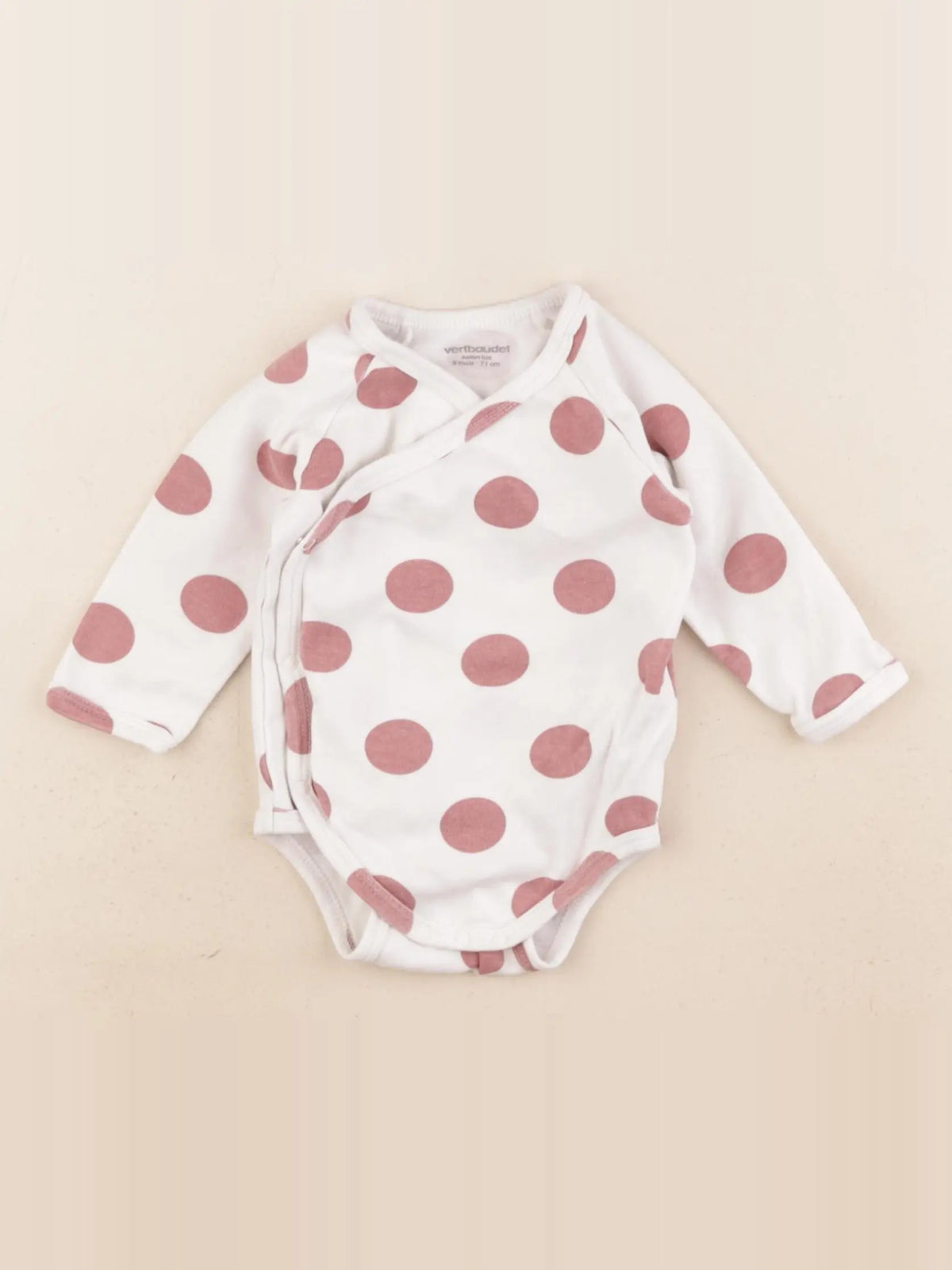Vertbaudet - body blanc, rose - 9 mois