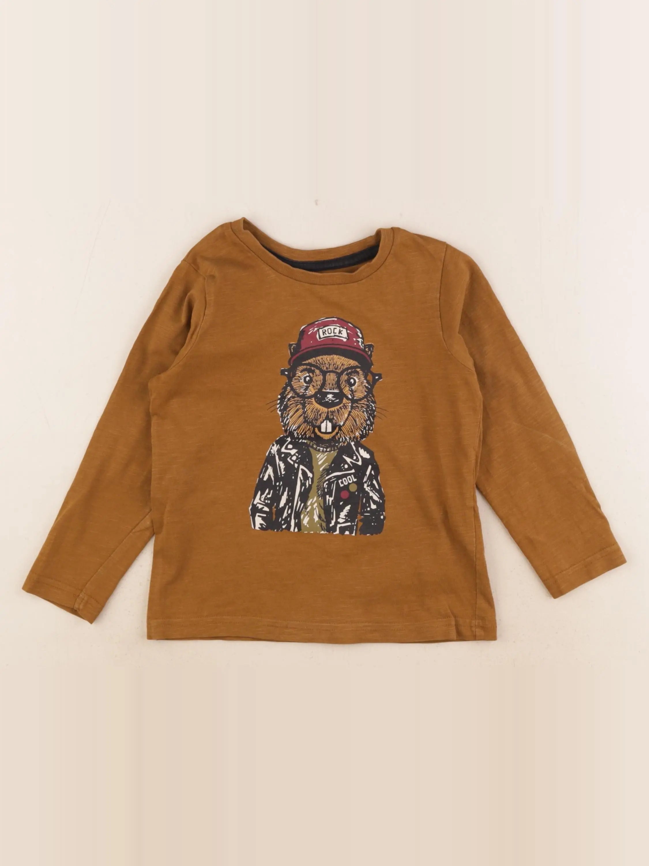 Vertbaudet - tee-shirt marron - 4 ans