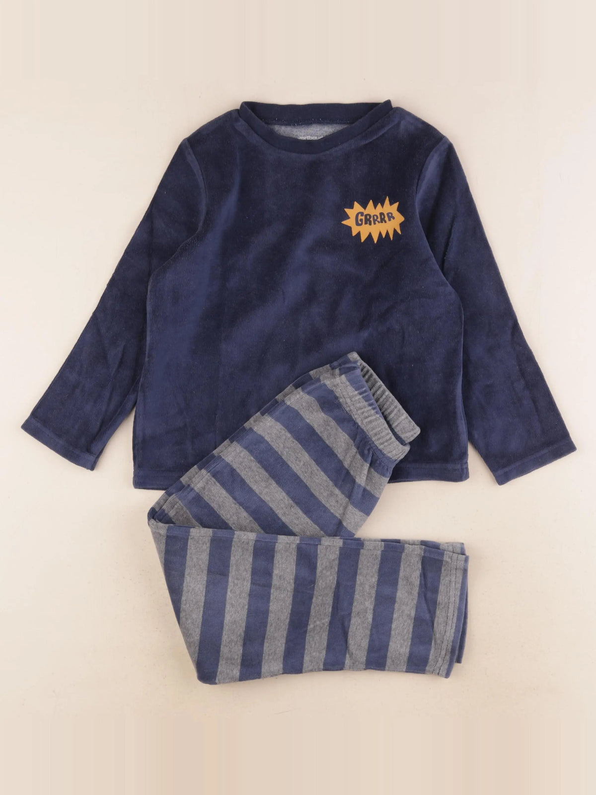 Vertbaudet - pyjama velours bleu - 5 ans