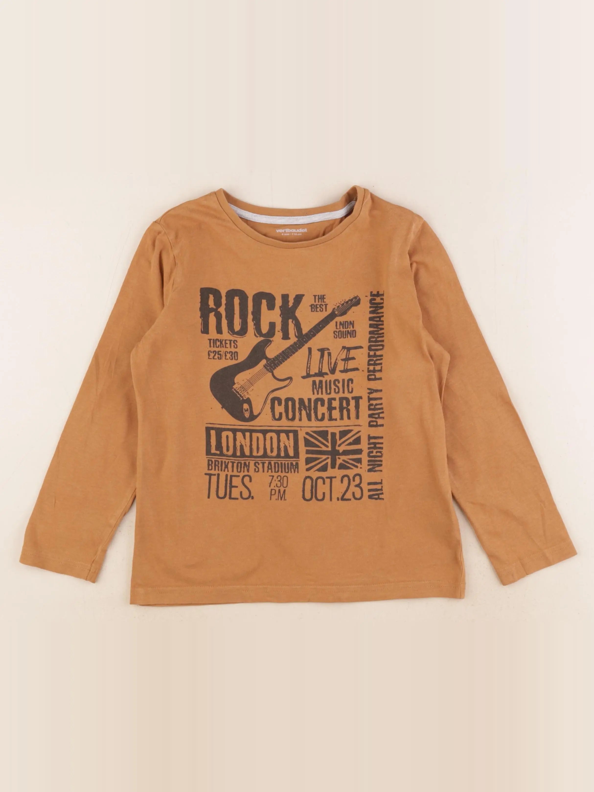 Vertbaudet - tee-shirt marron - 6 ans