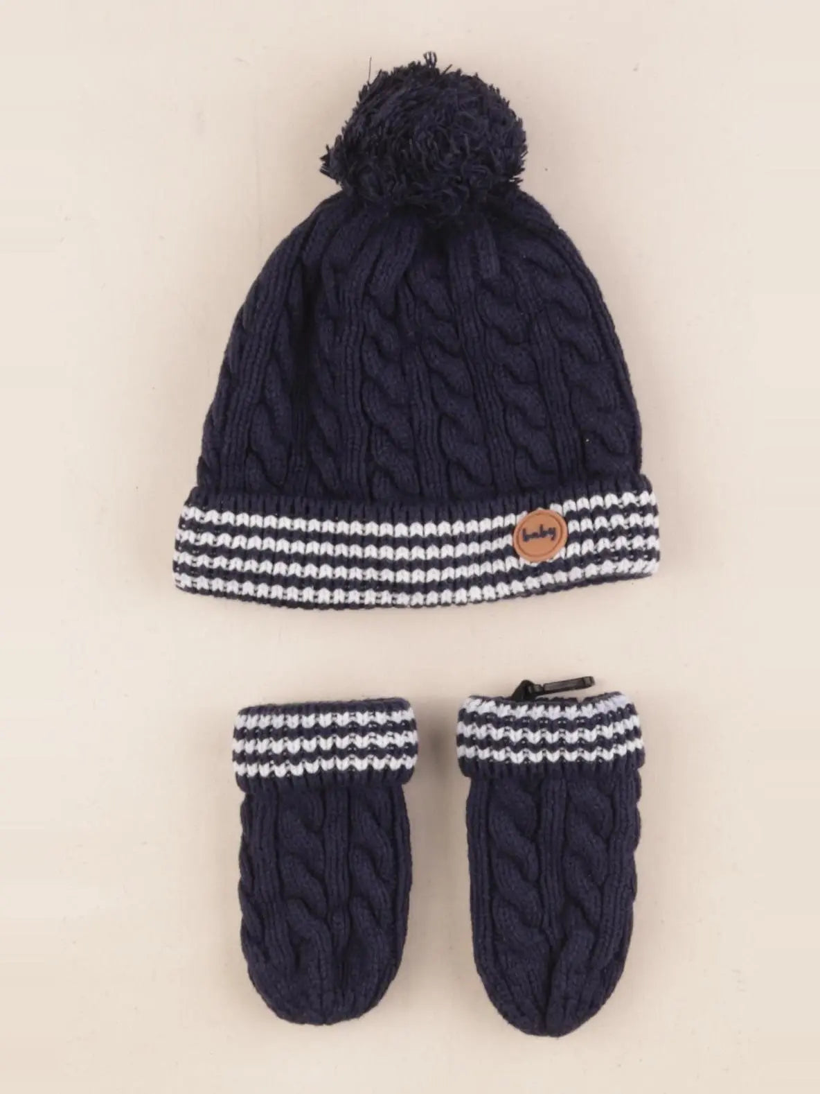 Vertbaudet - ensemble bonnet/moufles bleu - 12/18 mois