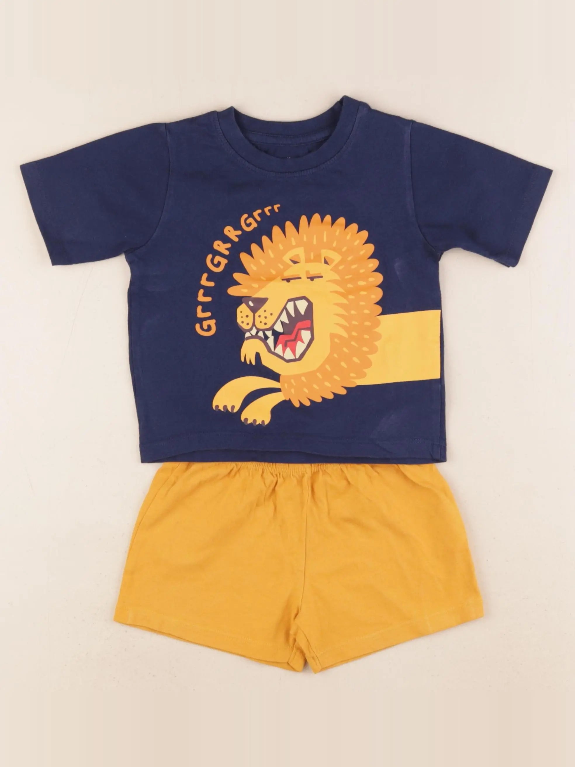 Vertbaudet - pyjama coton jaune, bleu - 2 ans