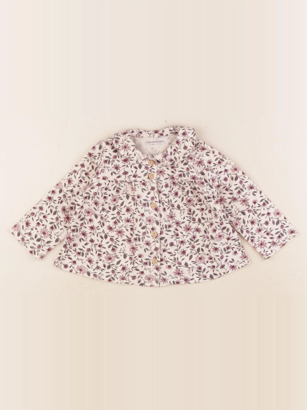 Vertbaudet - tee-shirt beige - 12 mois