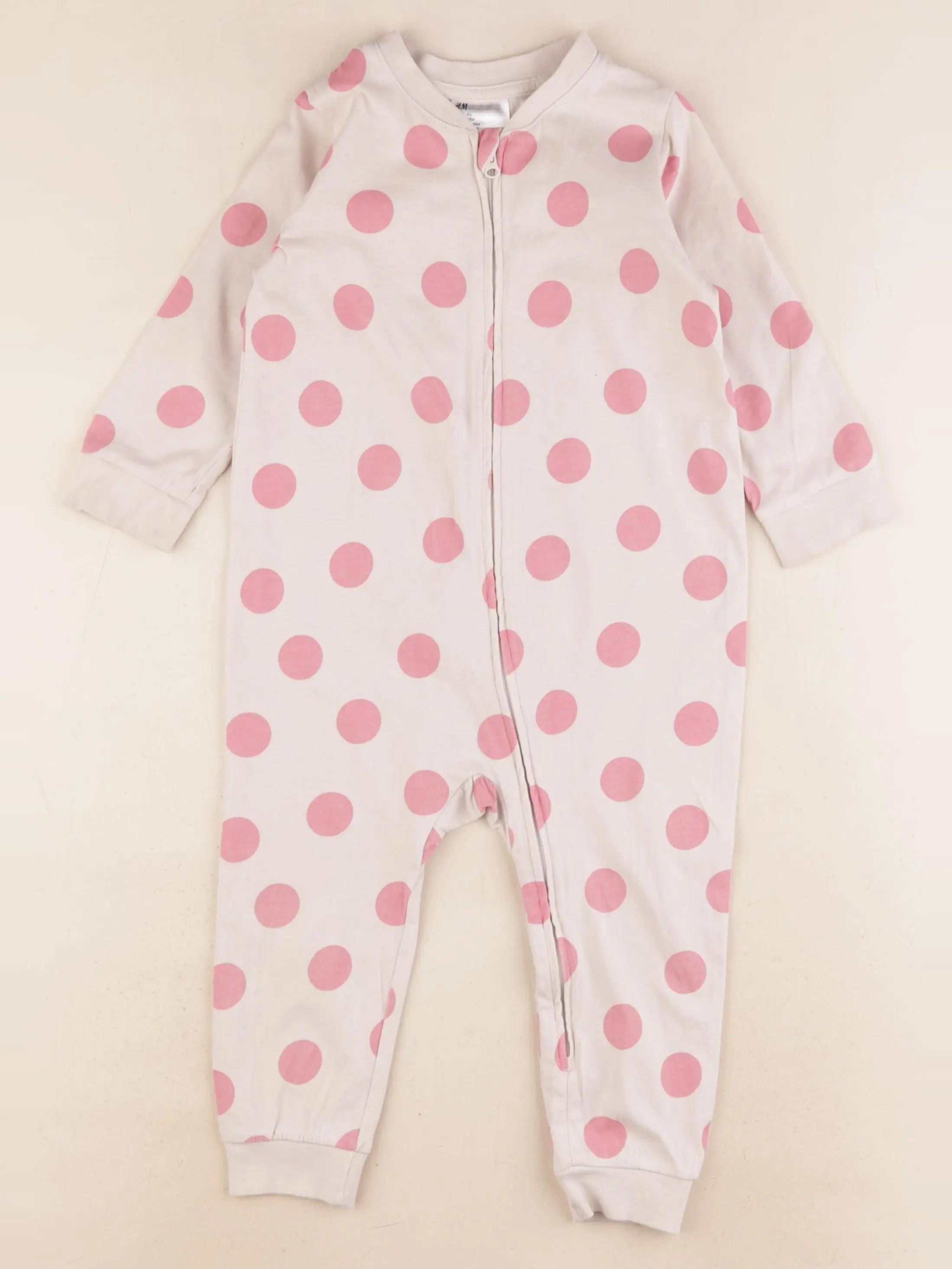 H&M - pyjama coton beige, rose - 12/18 mois