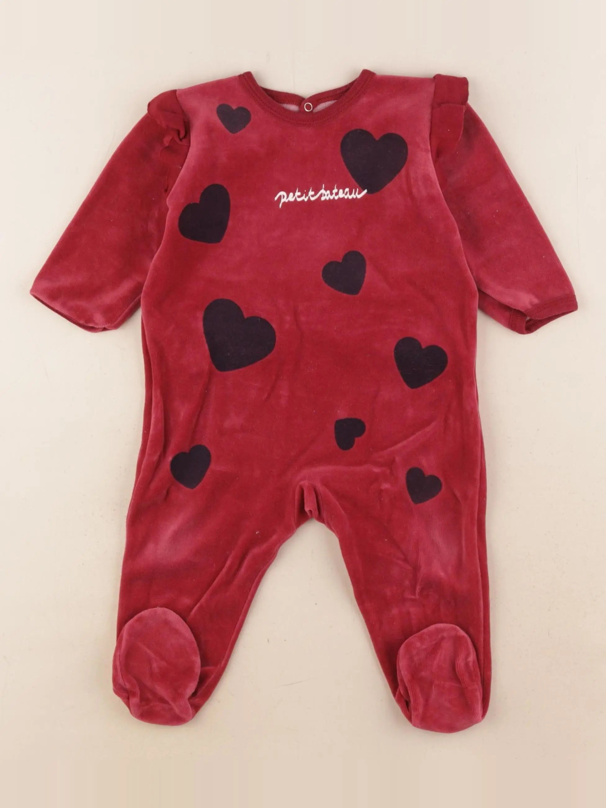 Petit Bateau - pyjama velours rouge - 9 mois