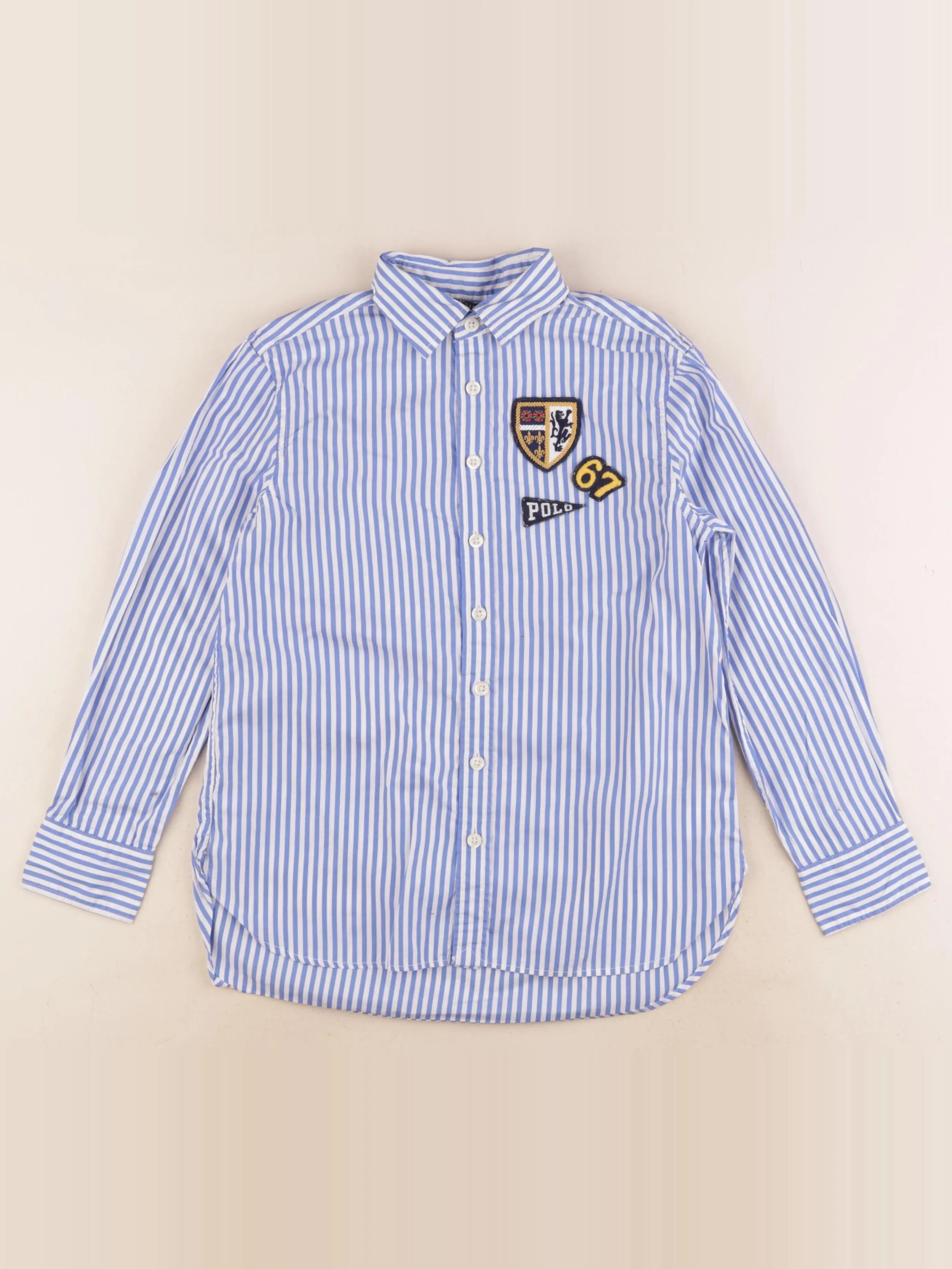 Ralph Lauren - chemise blanc, bleu - 7 ans