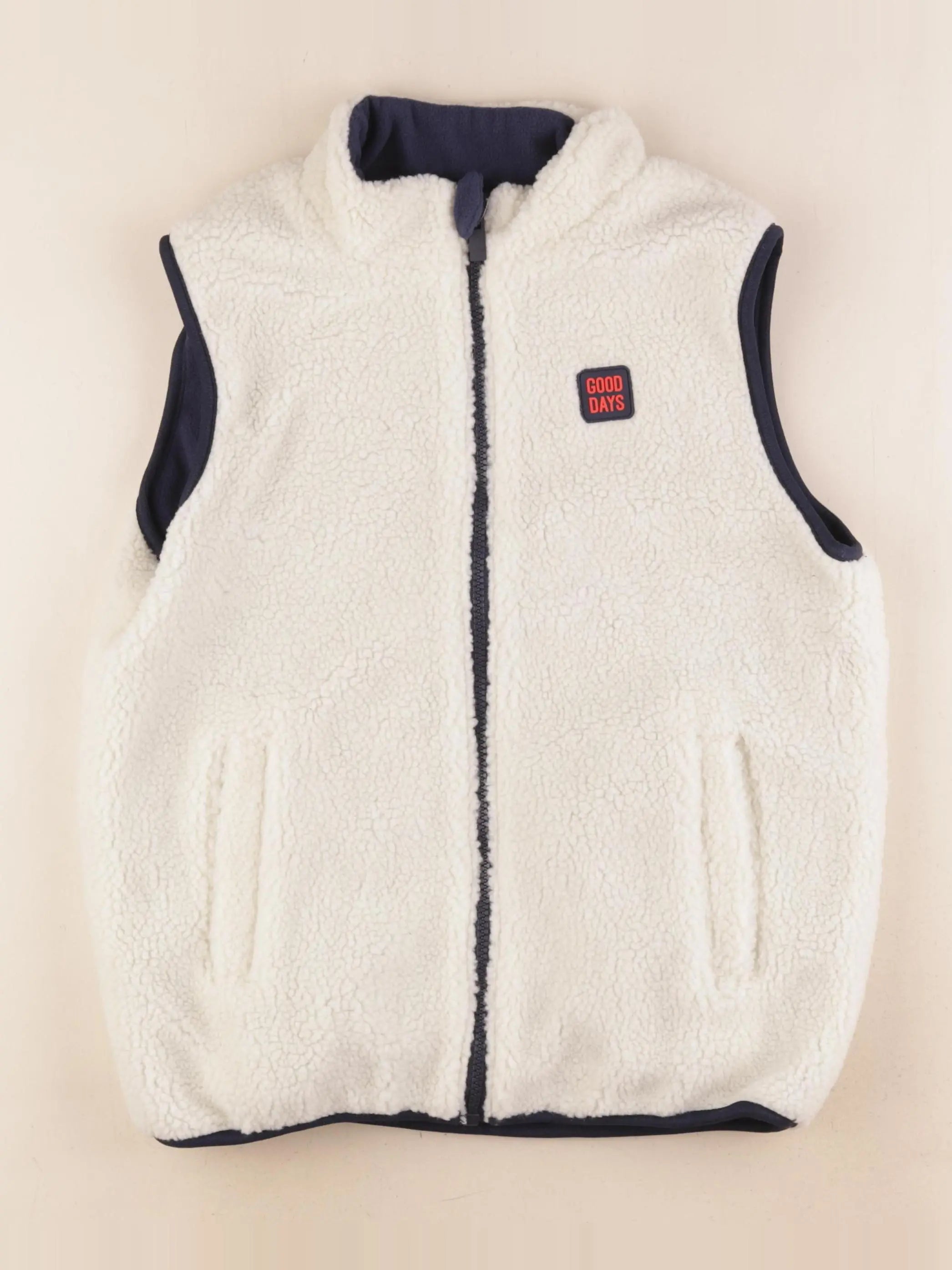 Okaidi - gilet réversible beige, bleu - 12 ans