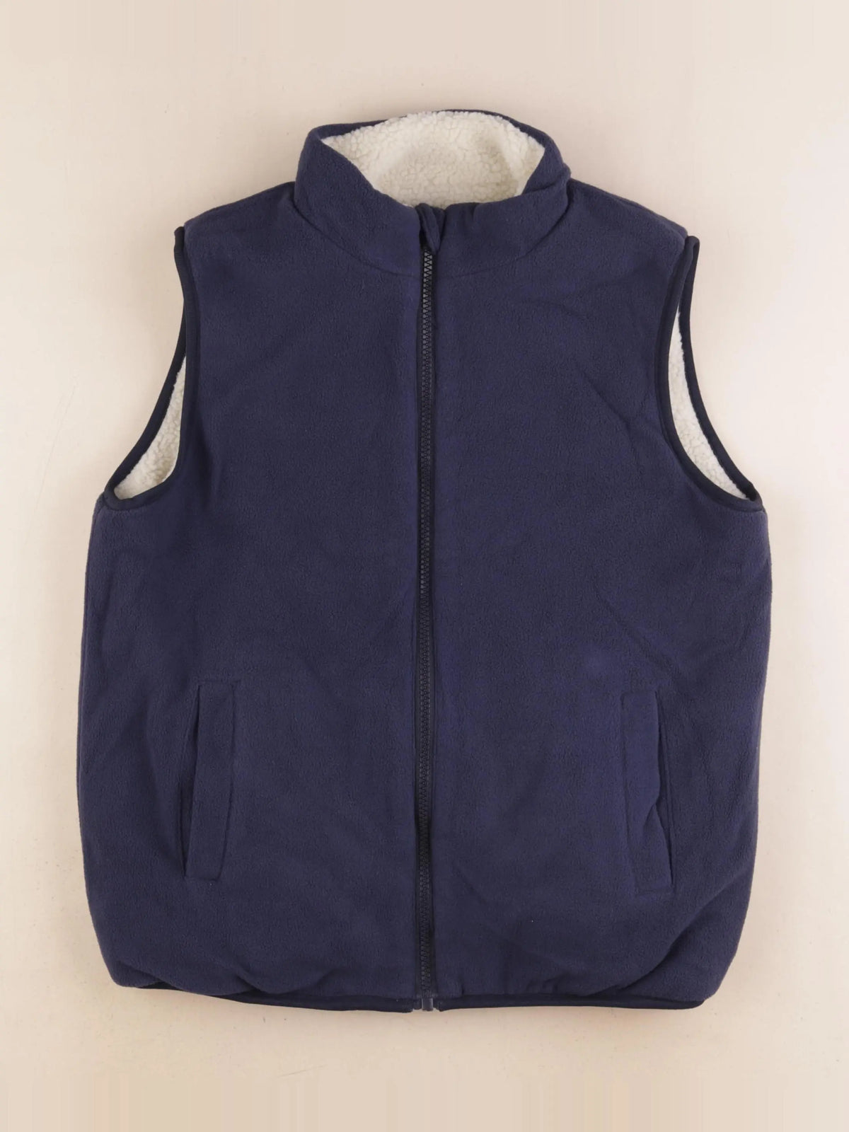 Okaidi - gilet réversible beige, bleu - 12 ans