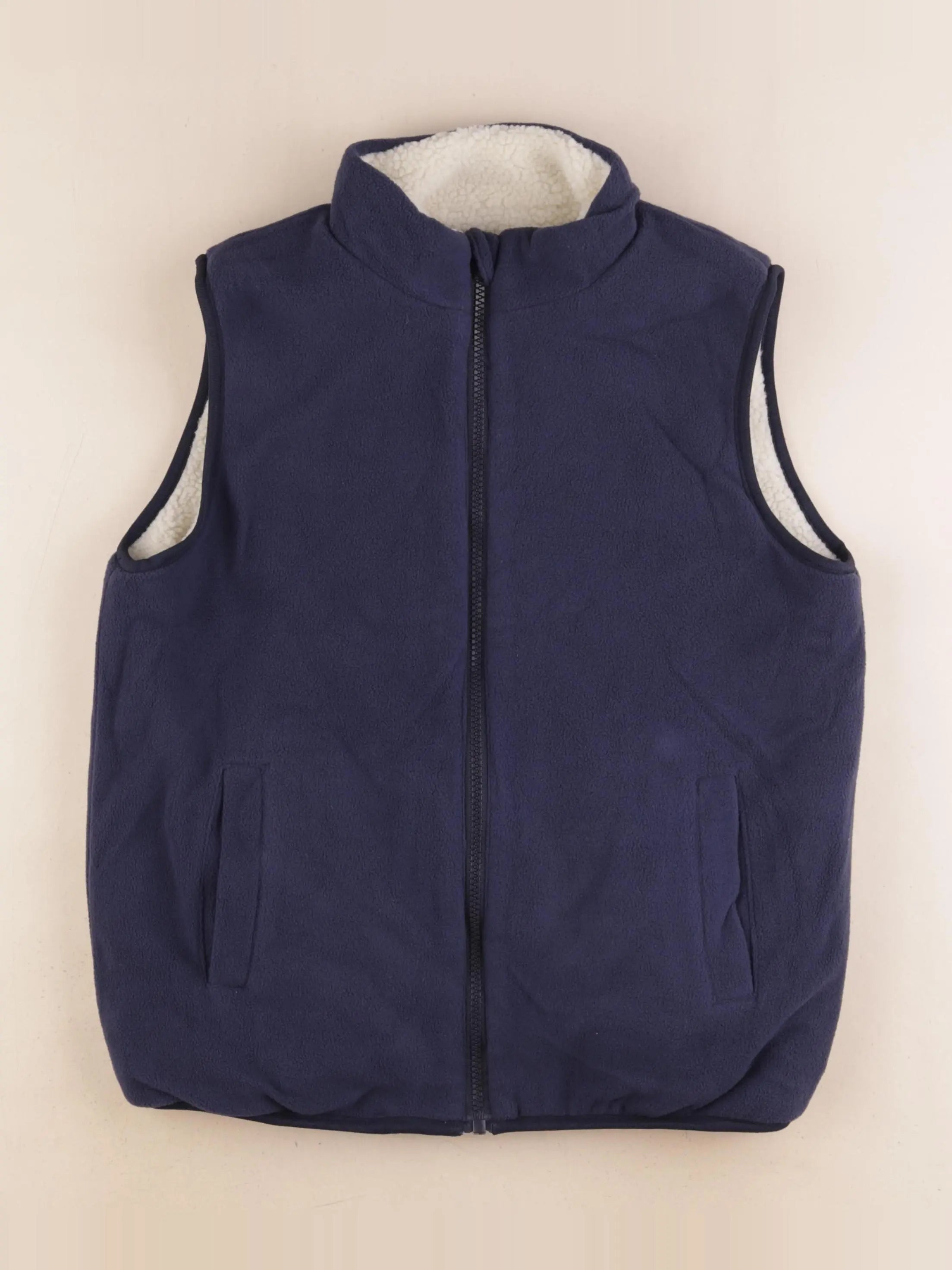 Okaidi - gilet réversible beige, bleu - 12 ans