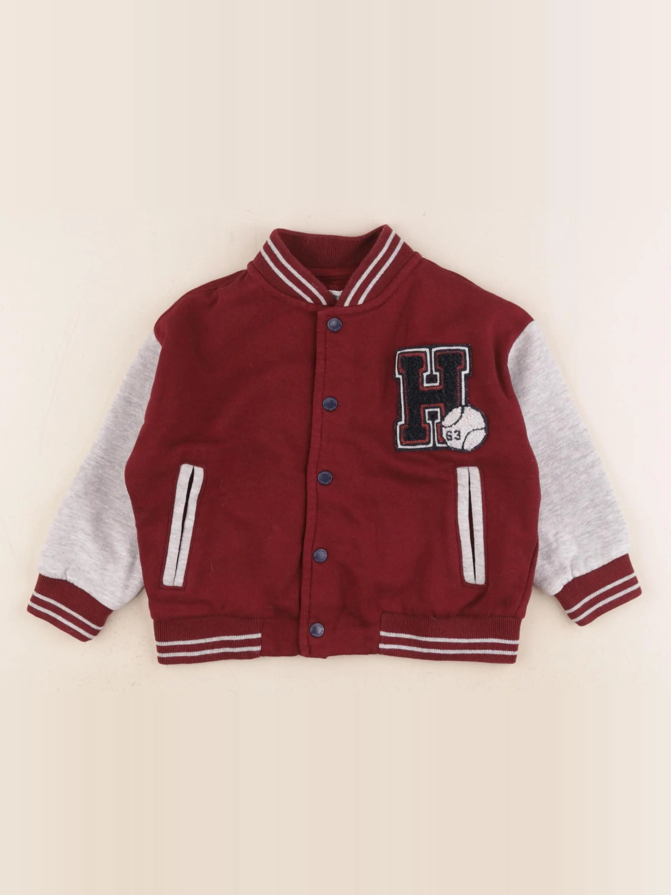 Vertbaudet - veste gris, rouge - 2 ans