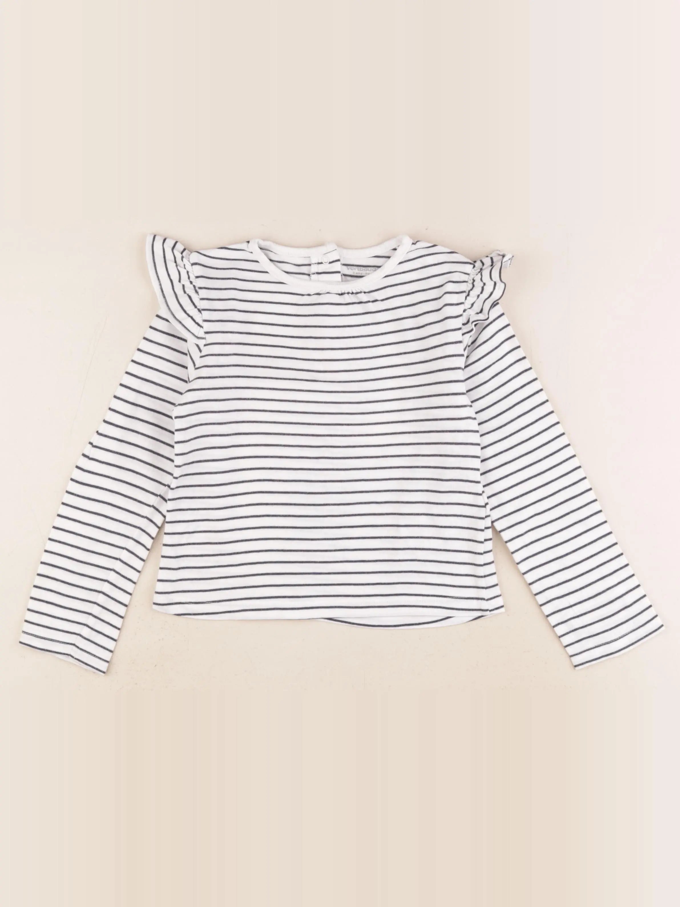 Vertbaudet - tee-shirt blanc, bleu - 3 ans