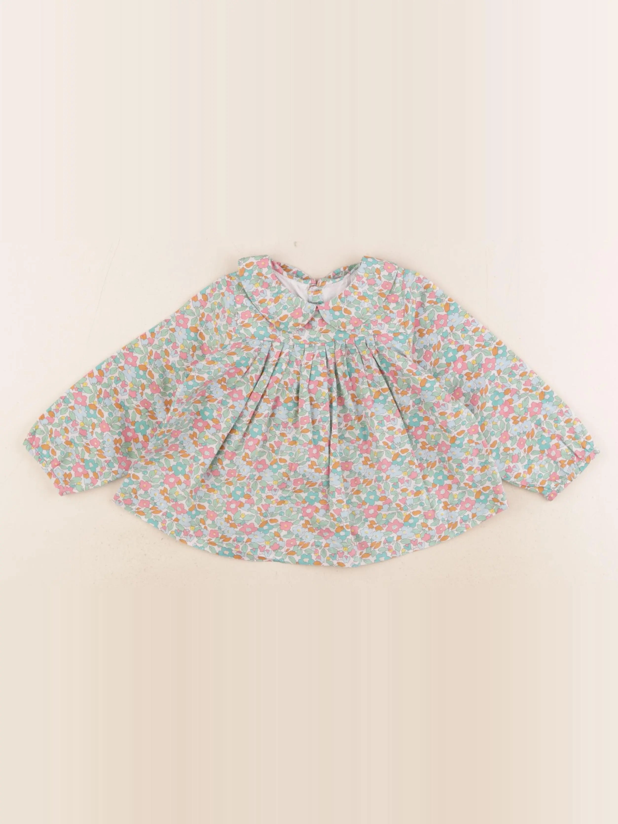 Jacadi - blouse liberty vert, rose - 18 mois