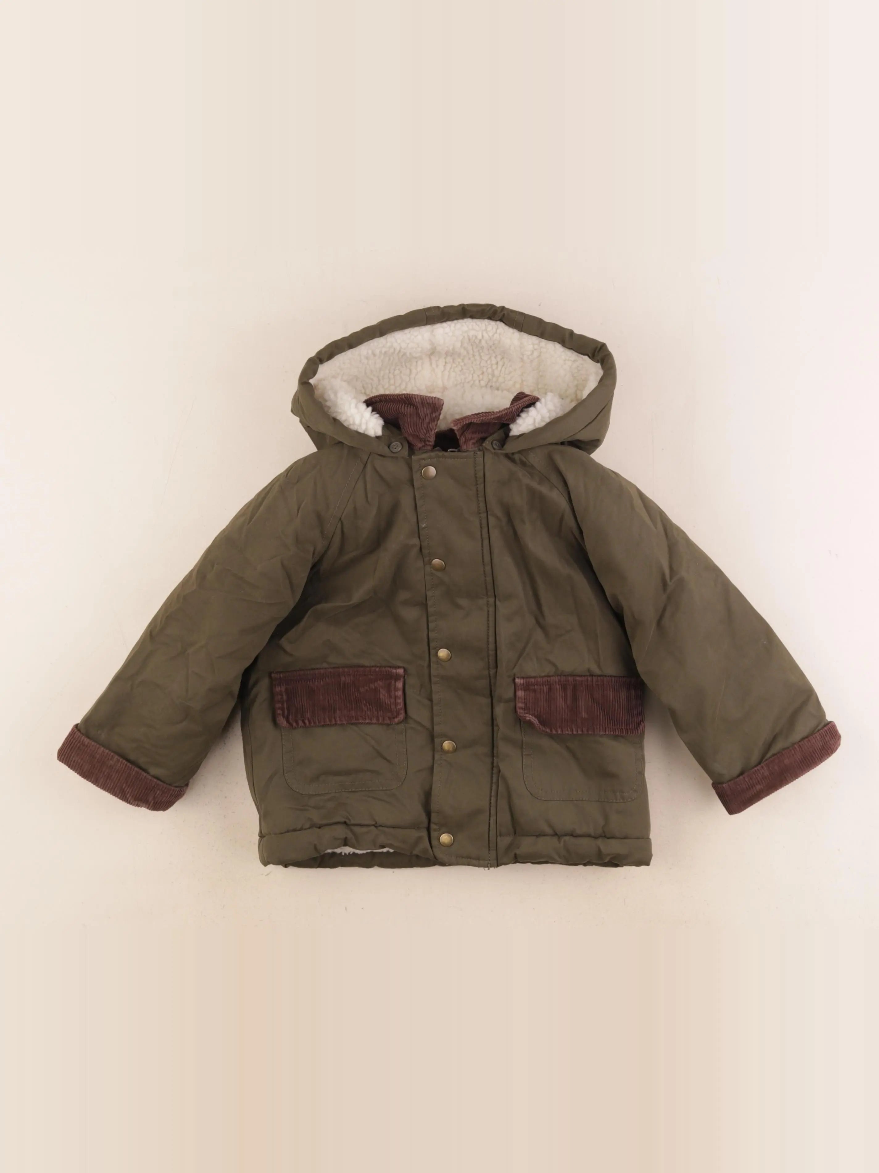 Boutchou - veste doublé vert, marron - 36 mois