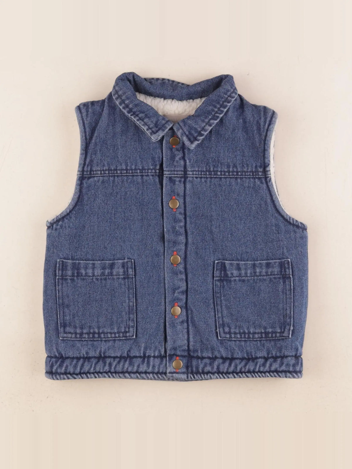 Boutchou - veste jean doublé sans manche - 18 mois
