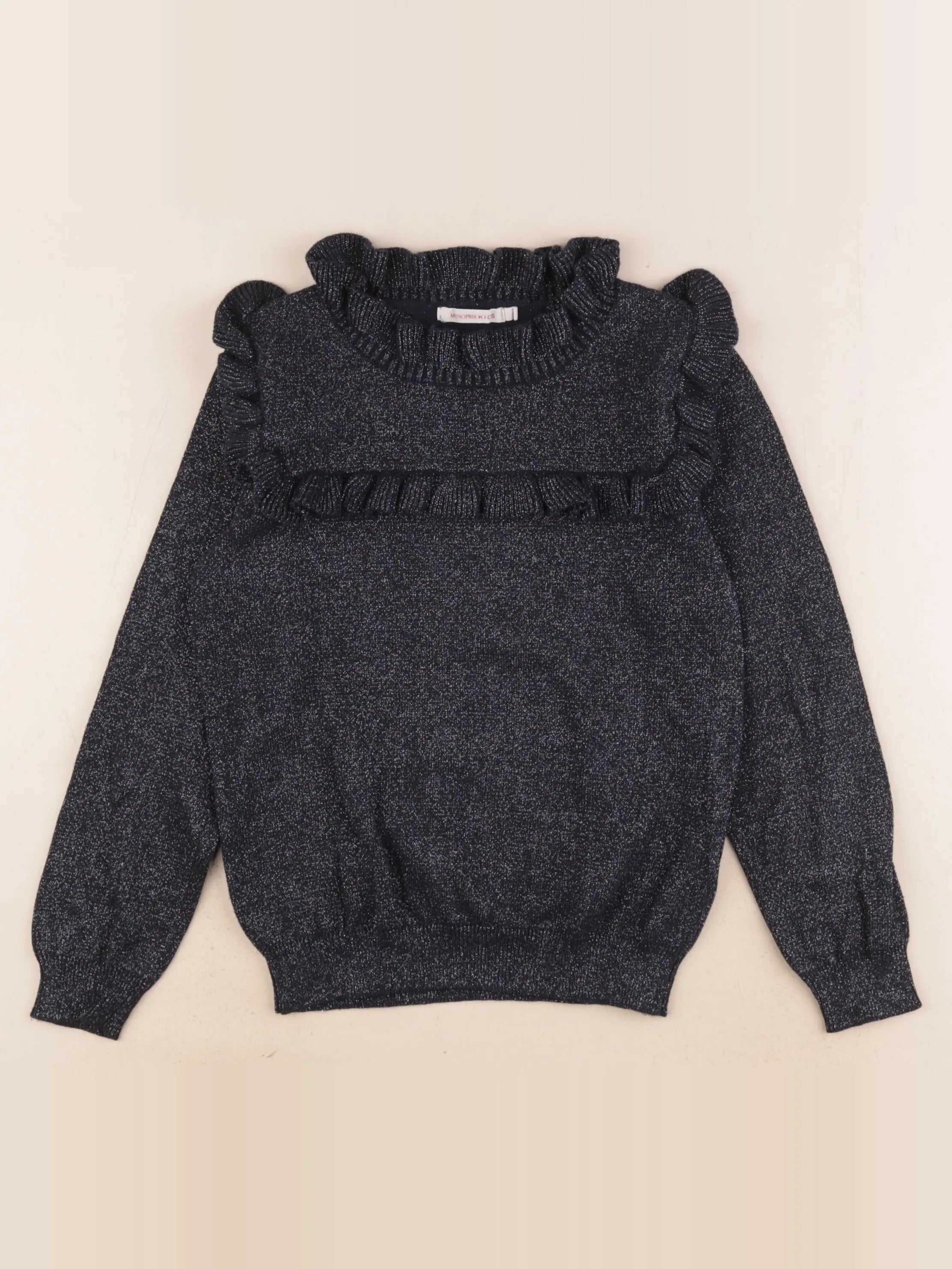 Monoprix - pull bleu, argent - 8 ans