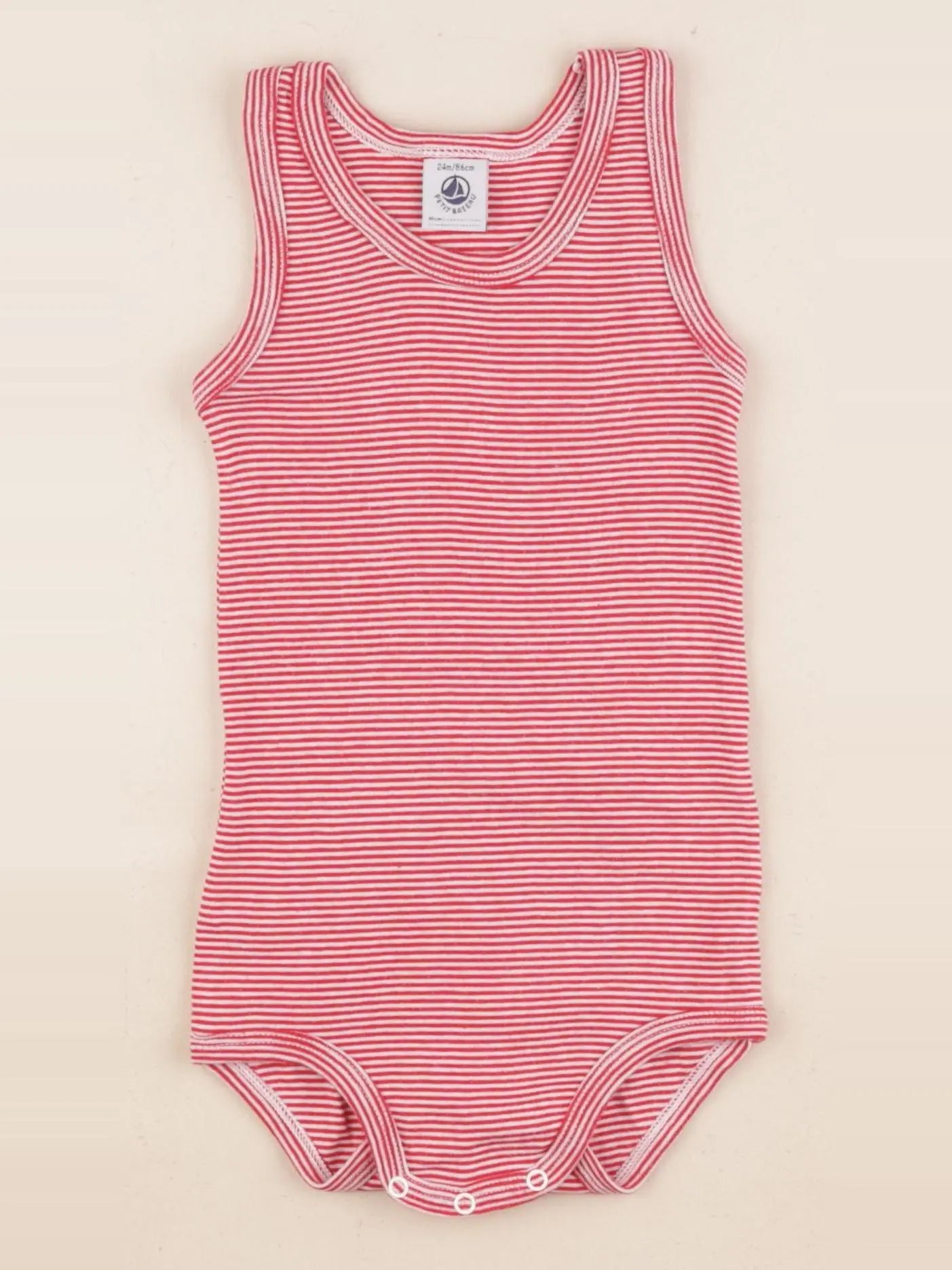 Petit Bateau - body rouge, blanc - 24 mois