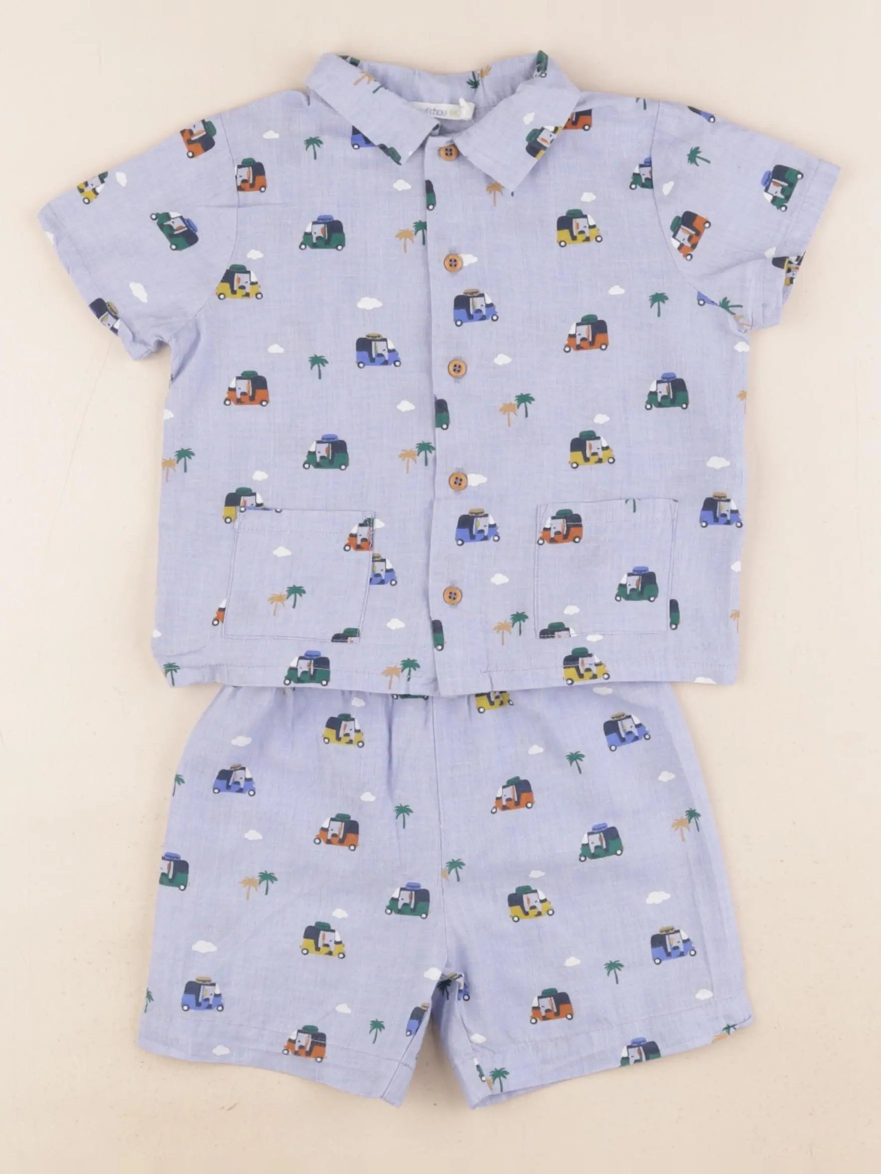 Boutchou - pyjama coton bleu - 12 mois