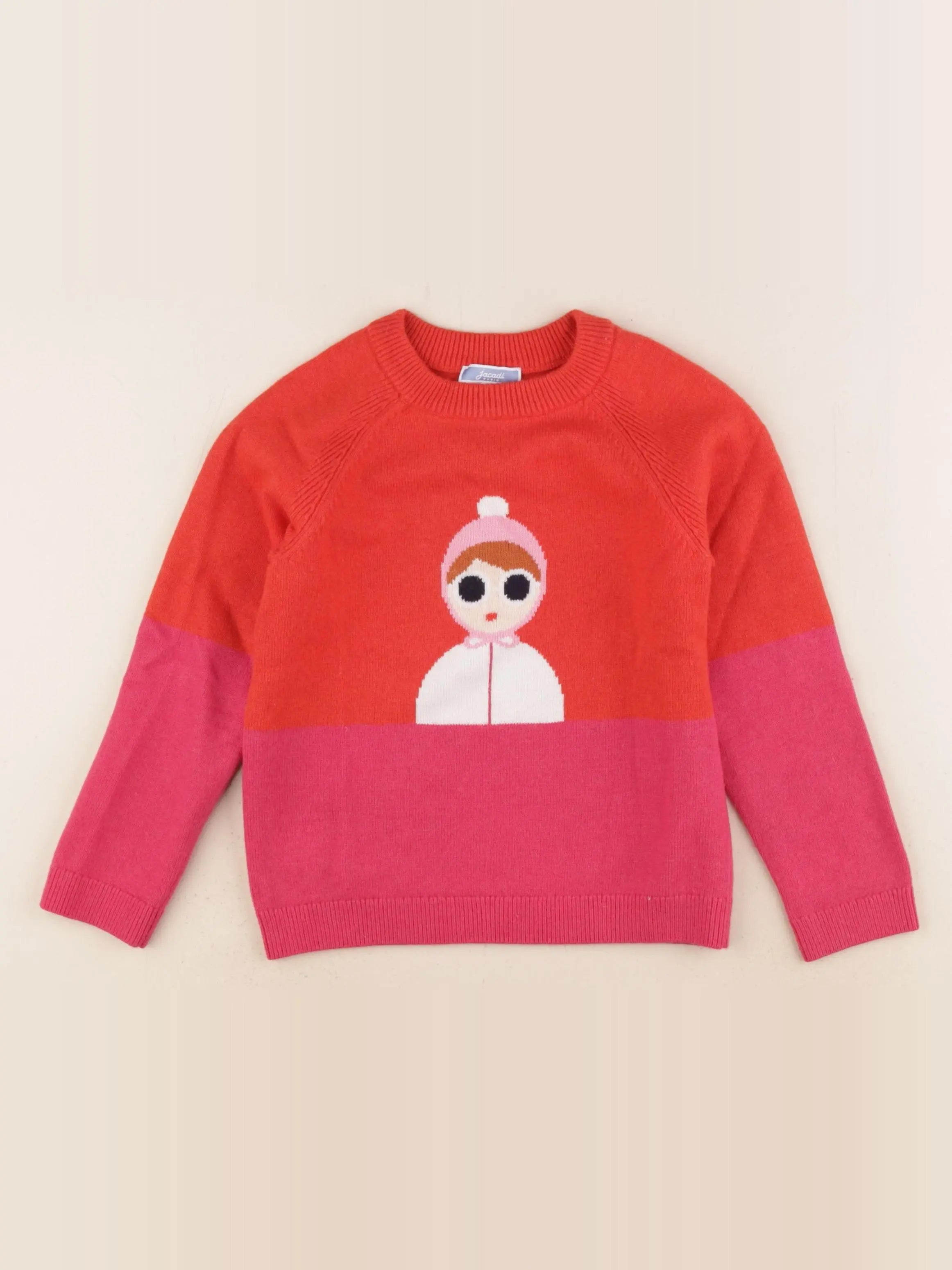 Jacadi - pull rouge, rose - 6 ans