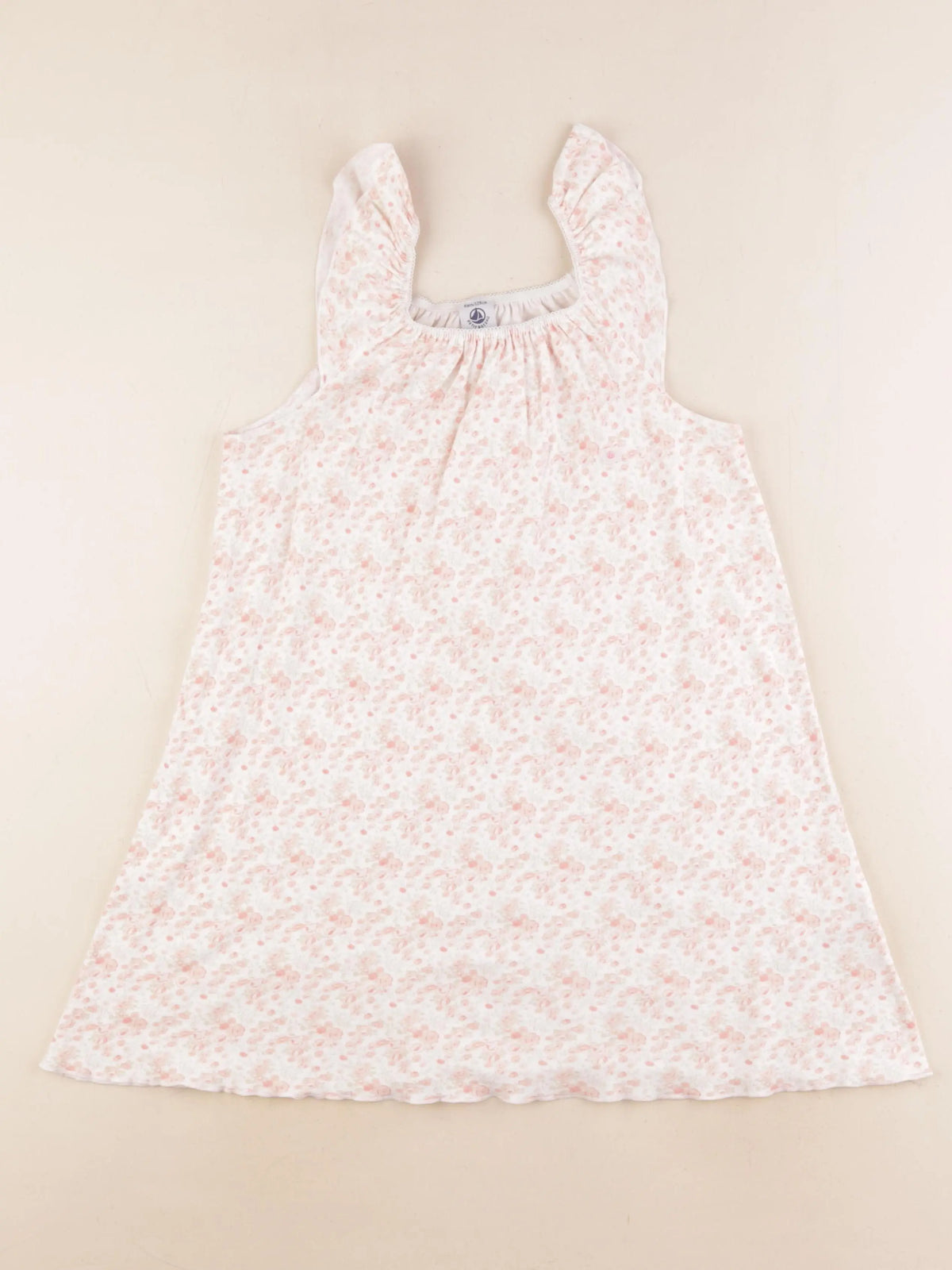 Petit Bateau - chemise de nuit coton blanc, rose - 8 ans