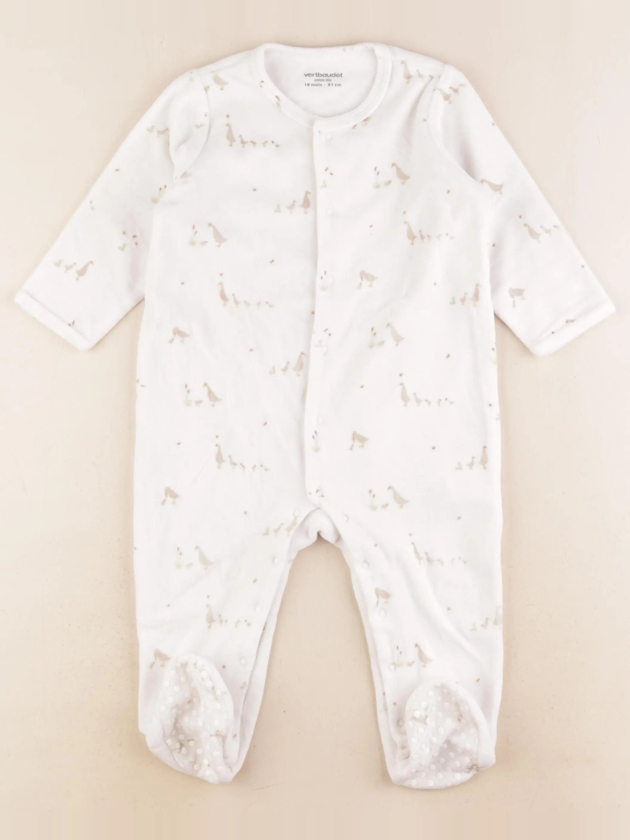 Vertbaudet - pyjama velours blanc - 18 mois