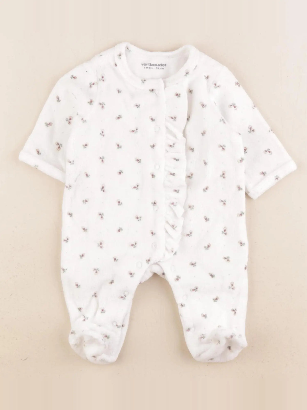 Vertbaudet - pyjama velours blanc - 1 mois