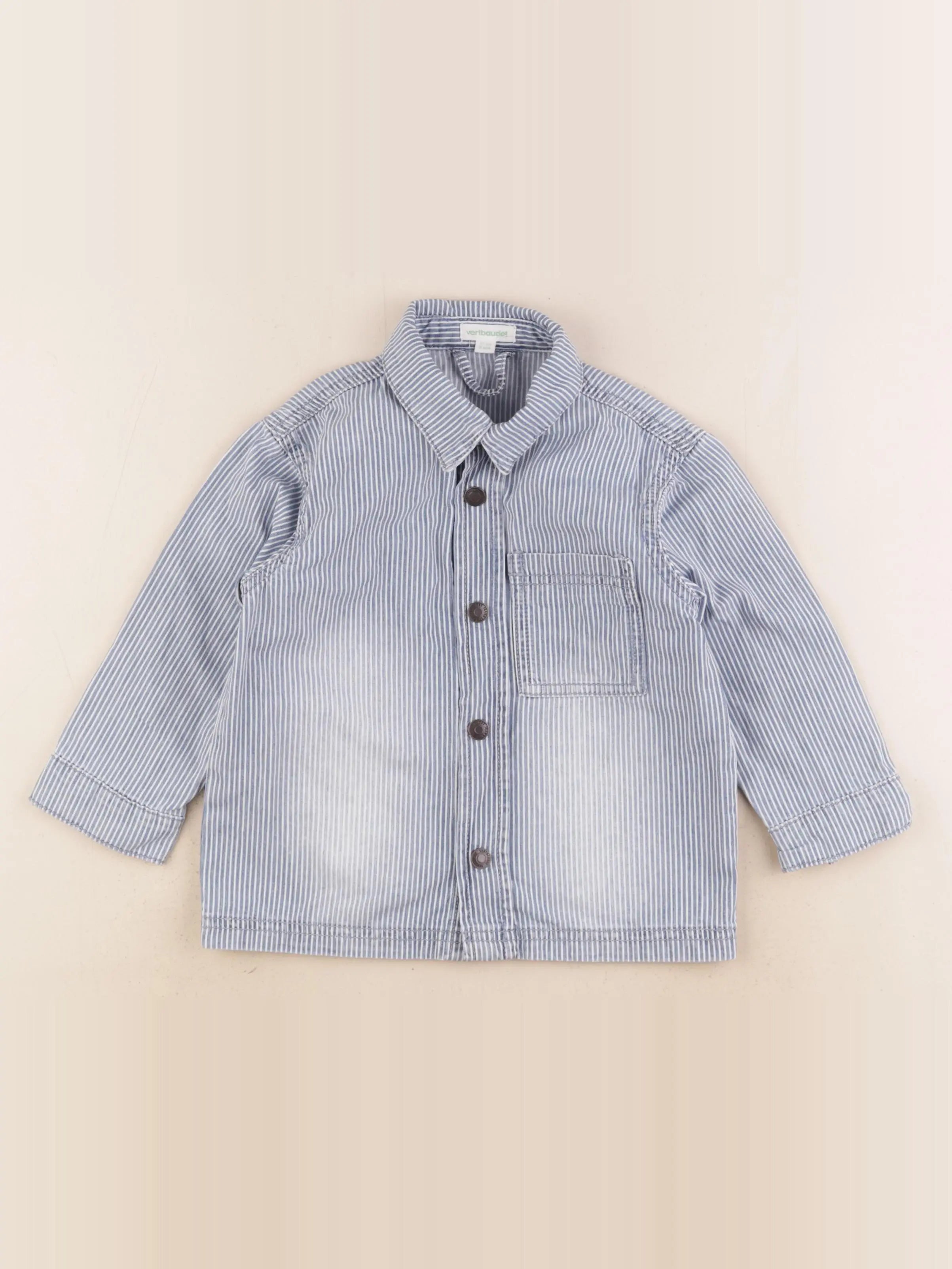 Vertbaudet - chemise bleu, blanc - 3 ans