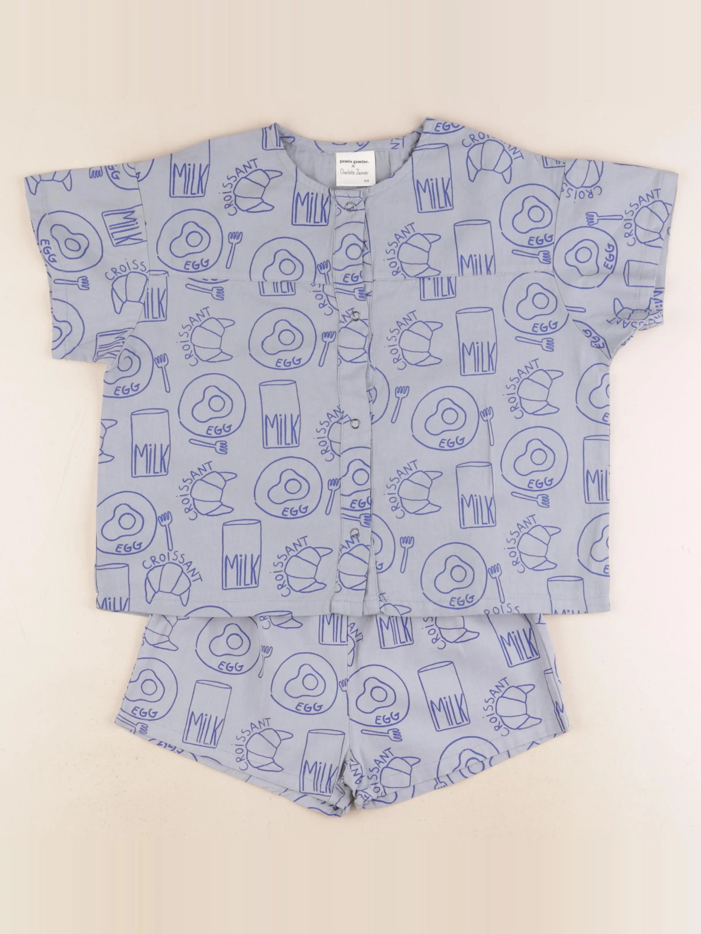 Gamin gamine - ensemble bleu - 5/6 ans