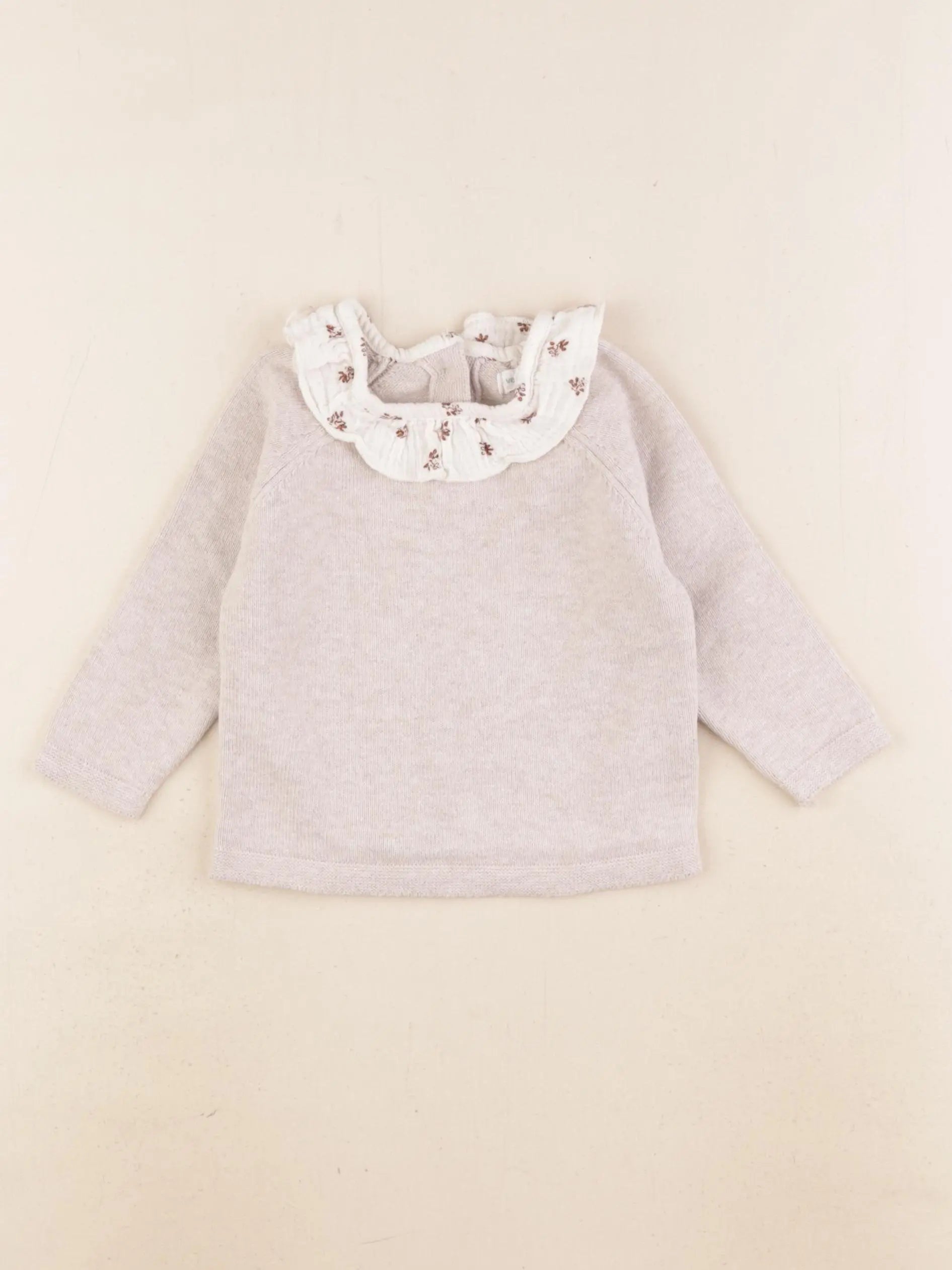 Vertbaudet - pull beige - 12 mois