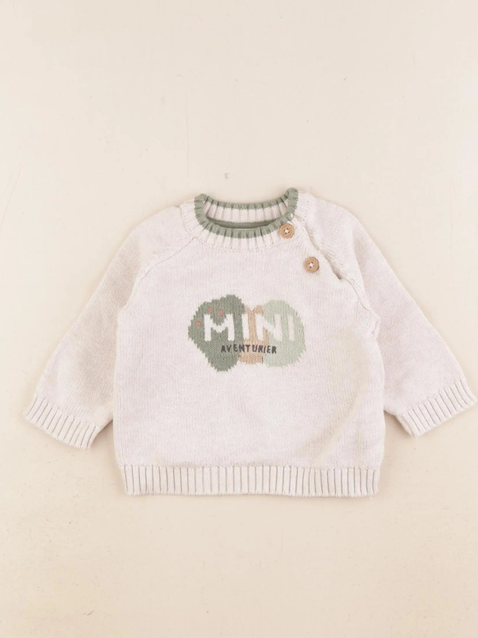 Tape à l'oeil - pull beige, vert - 3 mois