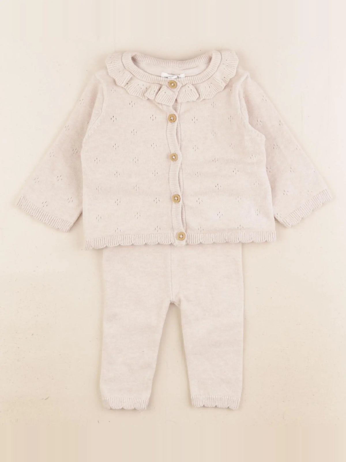 Vertbaudet - ensemble beige - 3 mois
