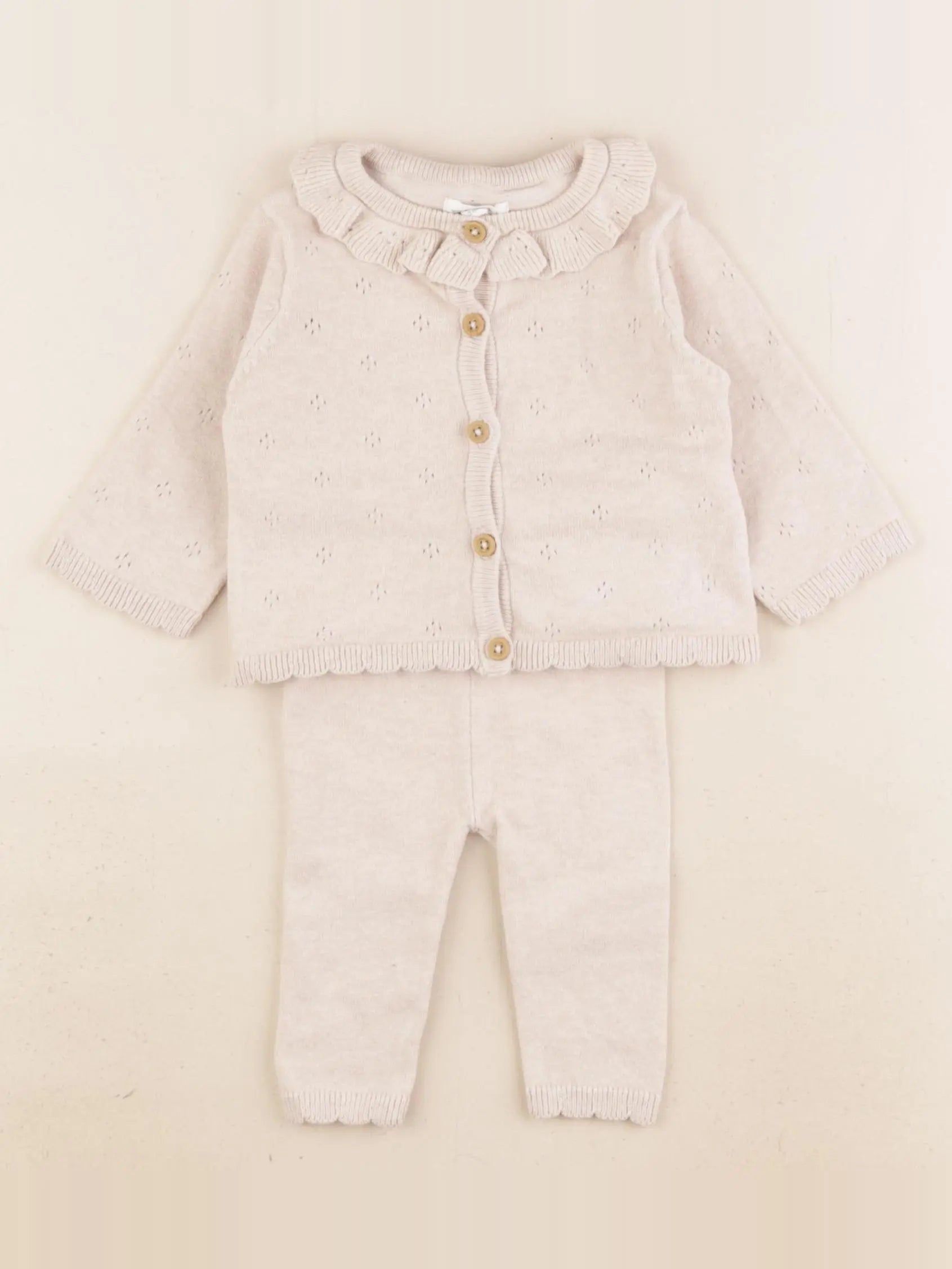 Vertbaudet - ensemble beige - 3 mois