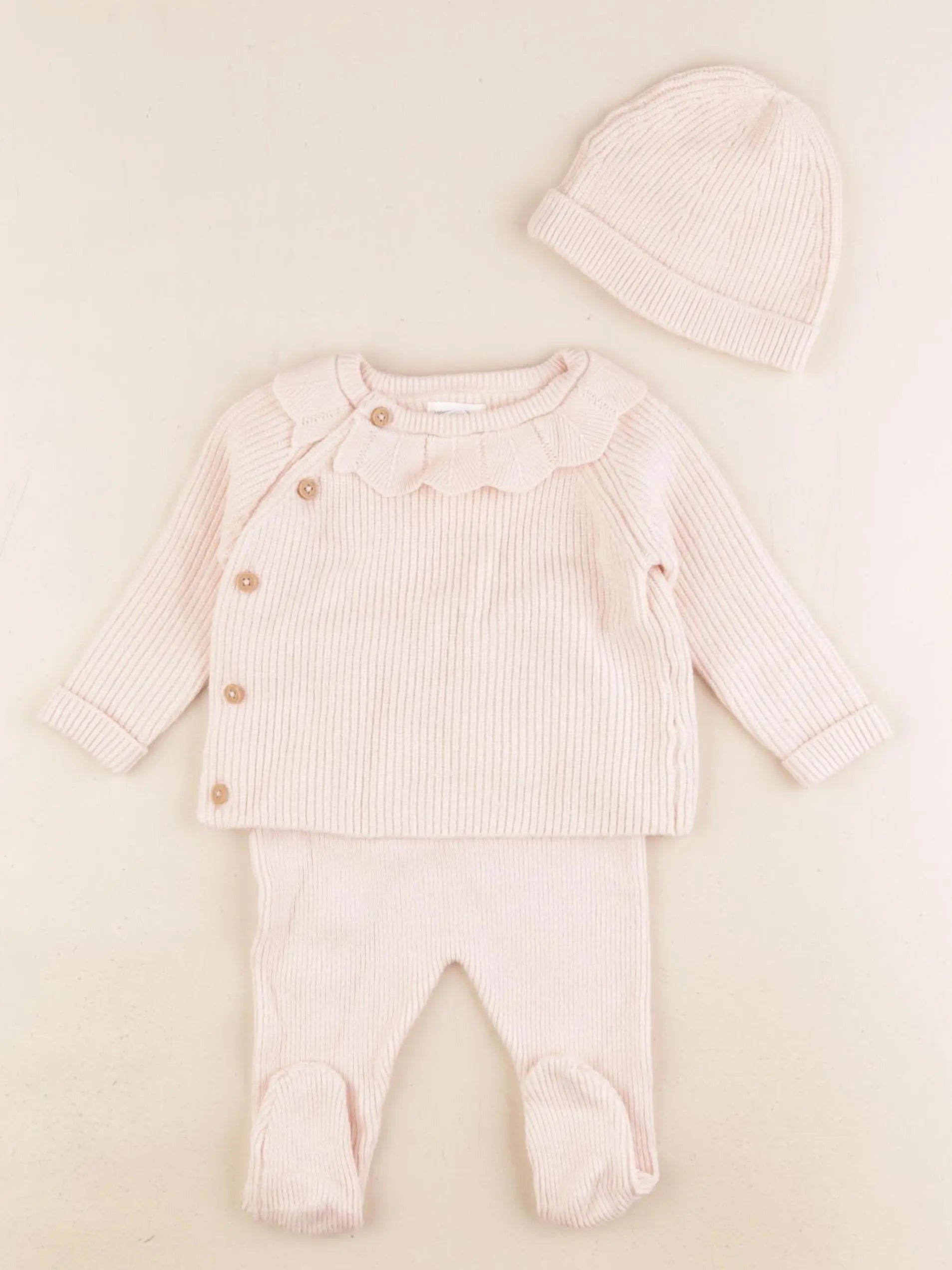 Vertbaudet - ensemble rose - 3/6 mois