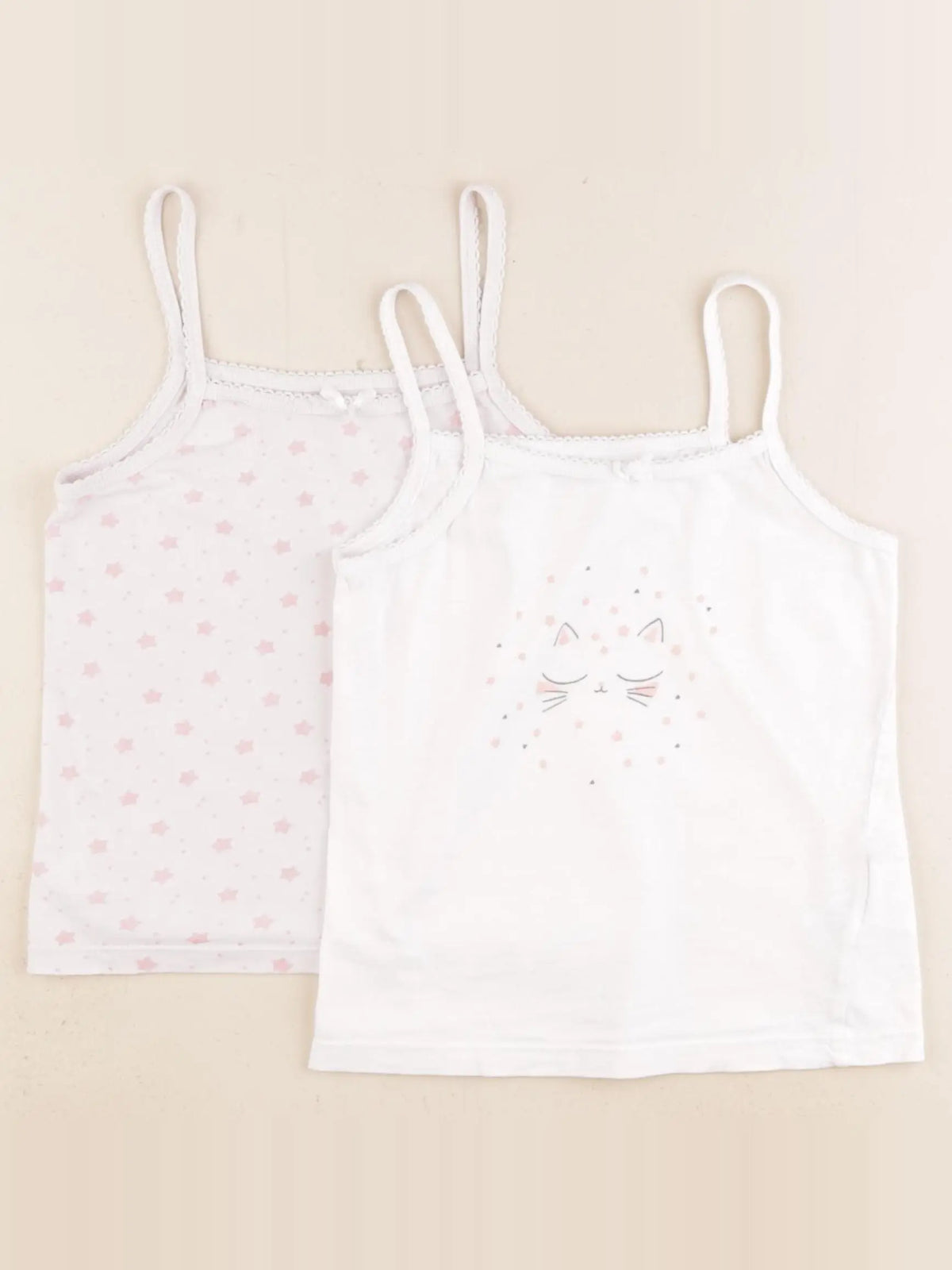 Vertbaudet - lot de 2 maillots de corps blanc, rose - 6 ans
