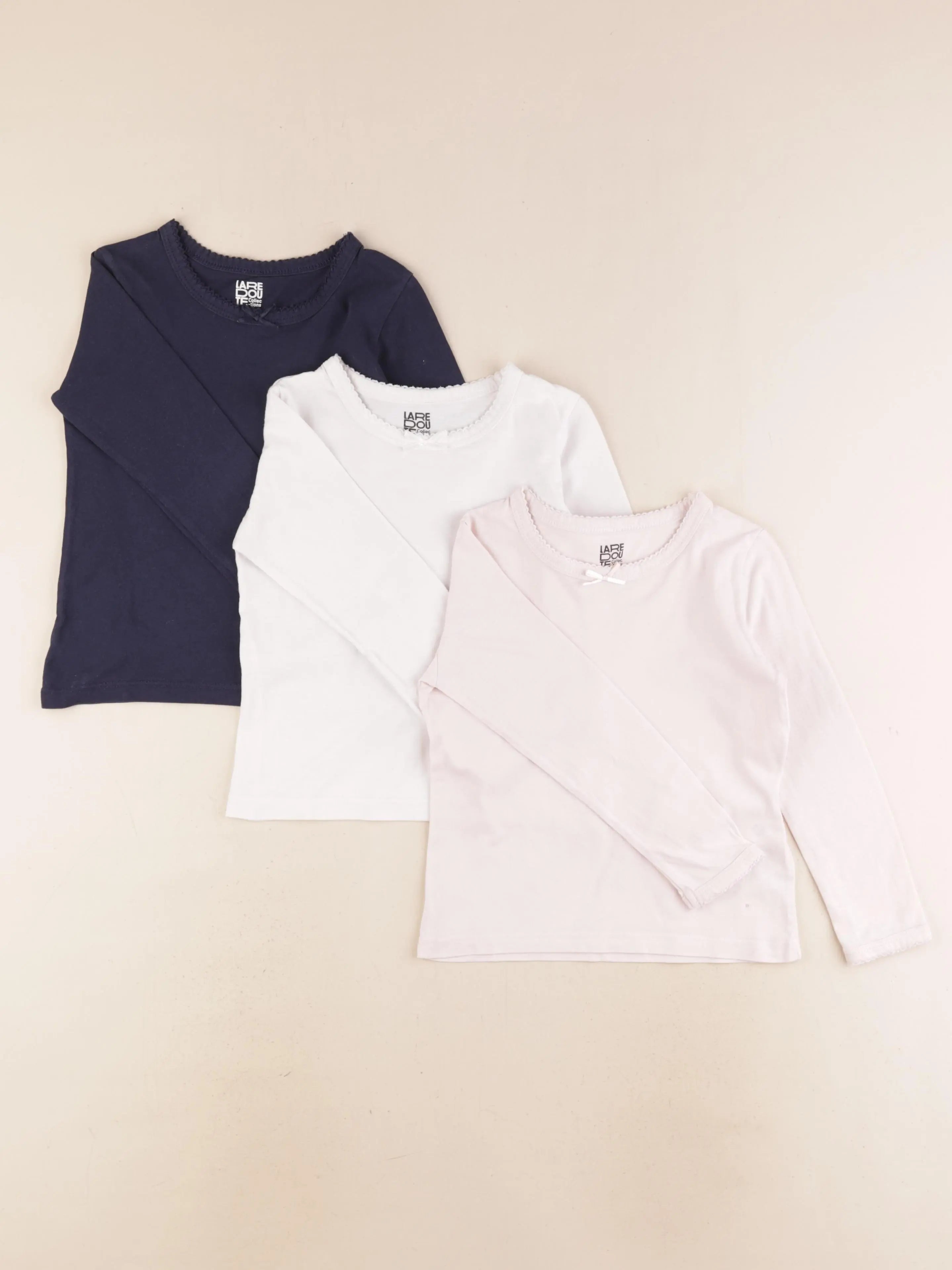 La Redoute - lot de 3 maillots de corps bleu, rose - 4/5 ans
