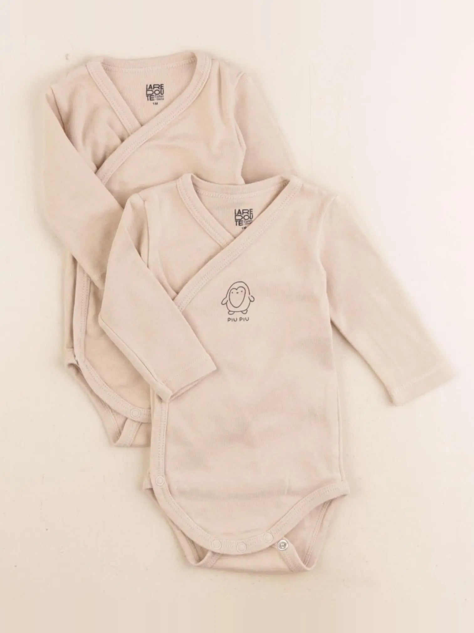 La Redoute - lot de 2 bodies en coton beige - 1 mois