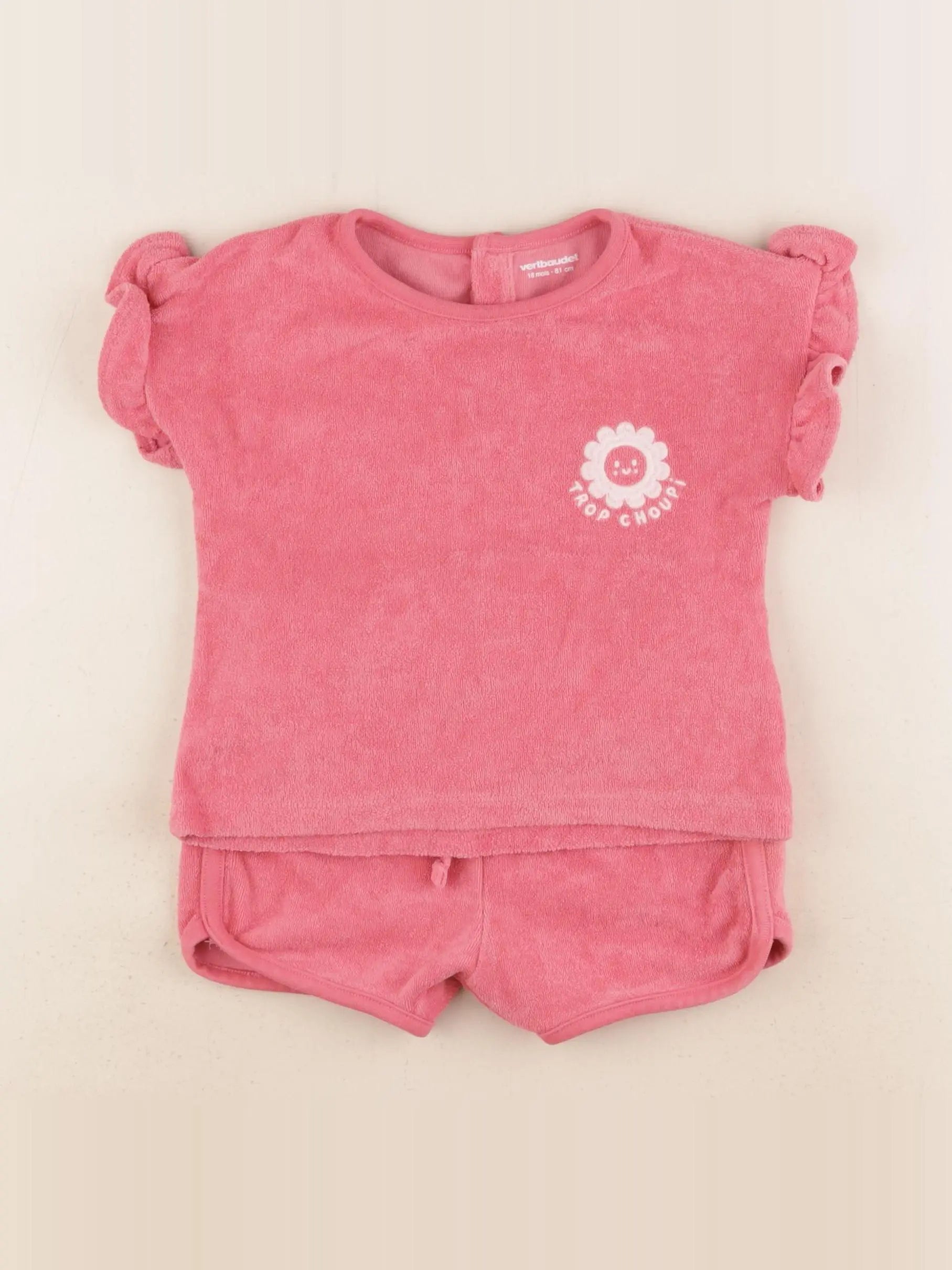 Vertbaudet - ensemble rose - 18 mois