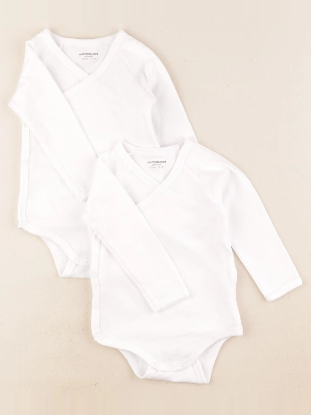 Vertbaudet - lot de 2 bodies en coton blanc - 9 mois