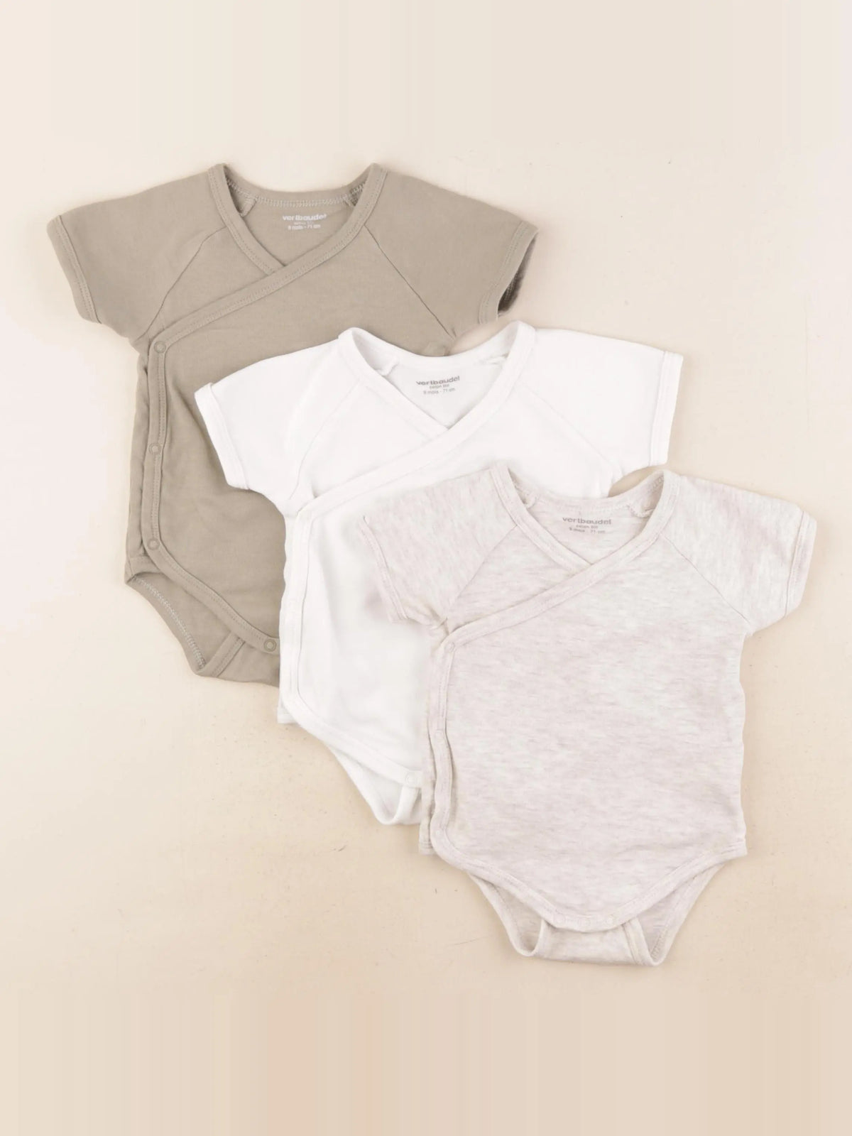 Vertbaudet - lot de 3 bodies en coton multicolore - 9 mois
