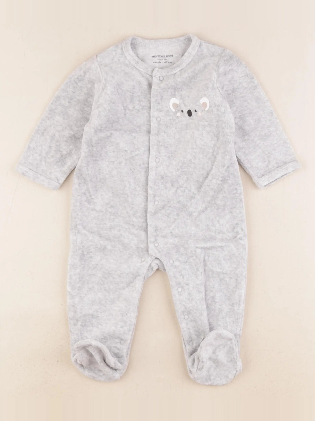Vertbaudet - pyjama velours gris - 6 mois