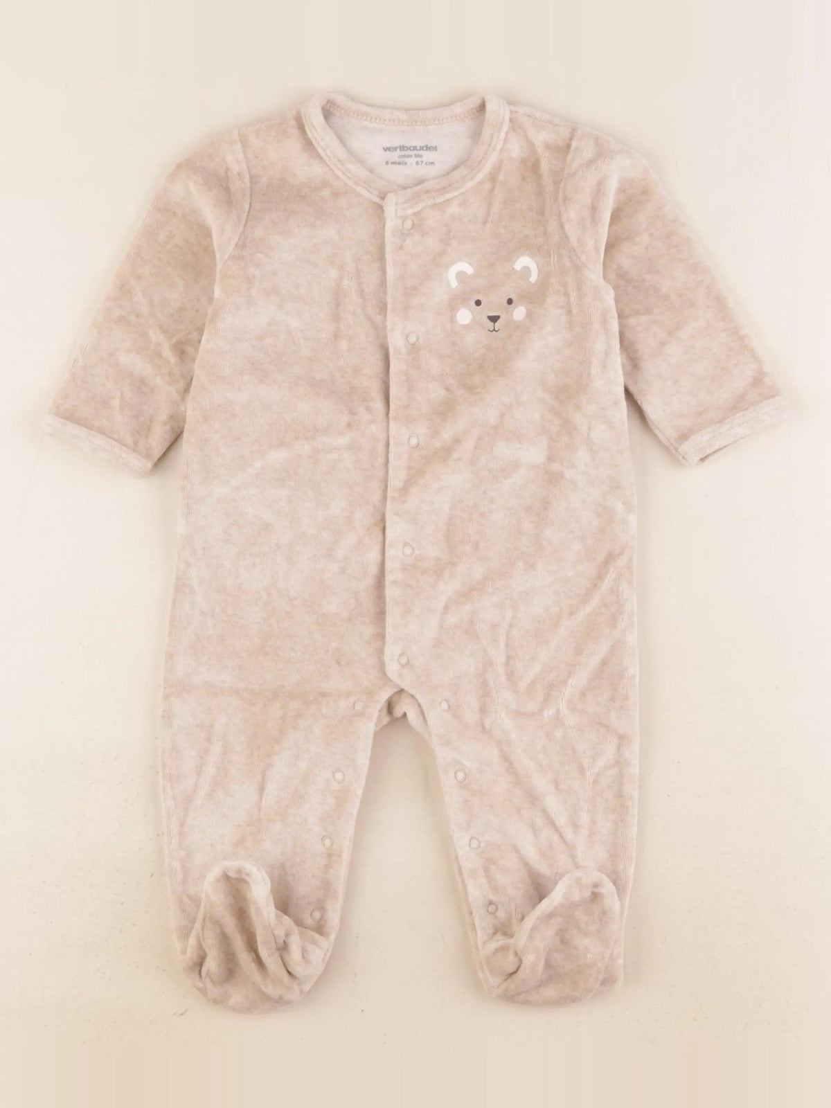 Vertbaudet - pyjama velours marron - 6 mois